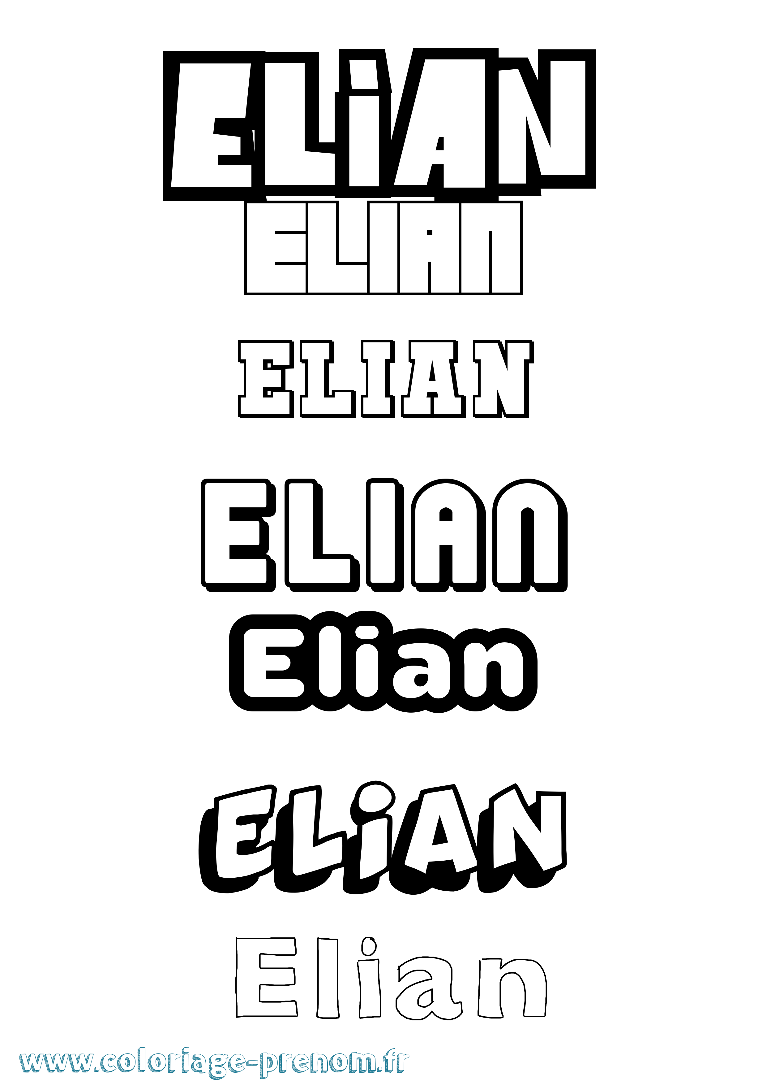 Coloriage prénom Elian Simple