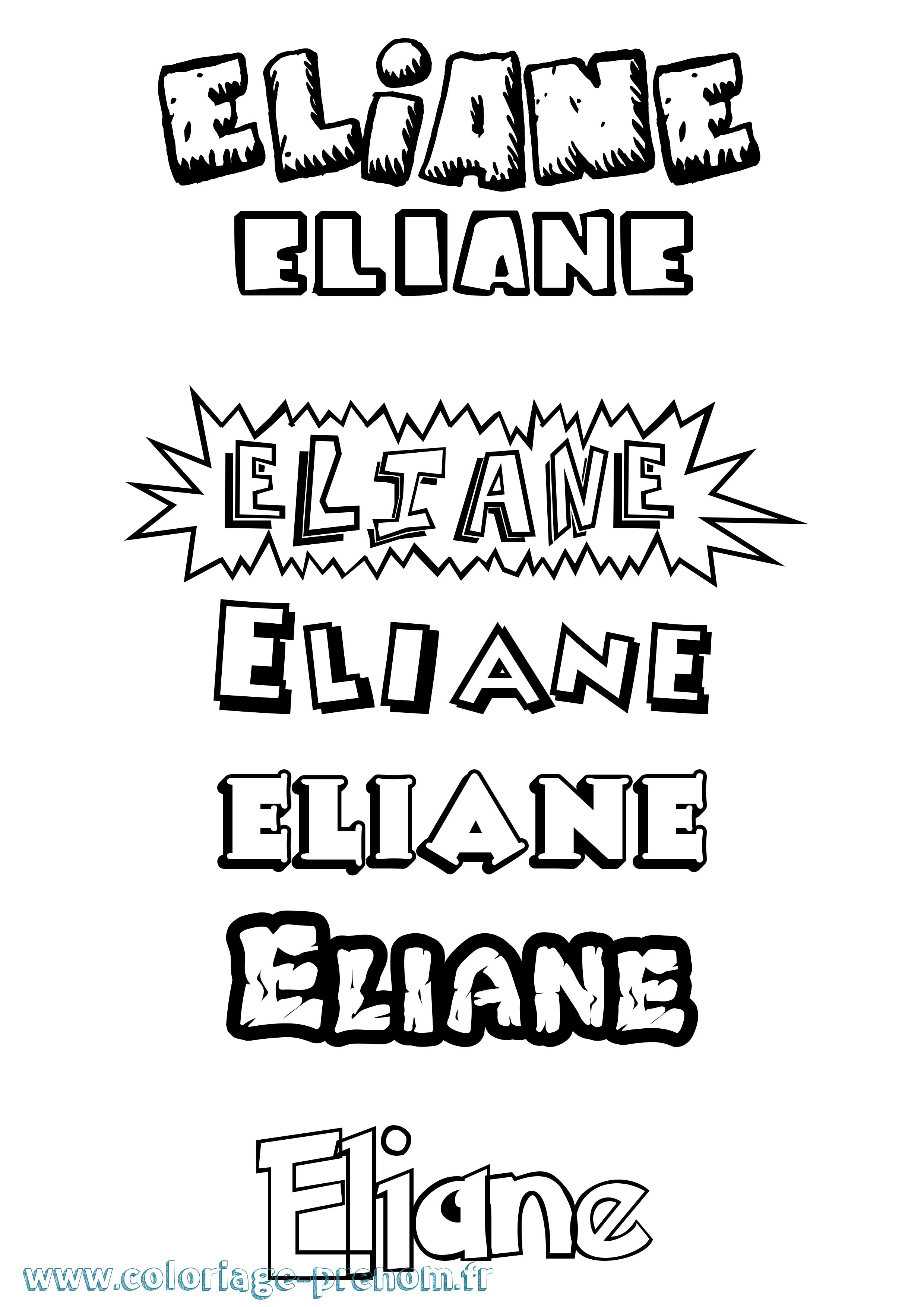 Coloriage Eliane Coloriage prénom Eliane
