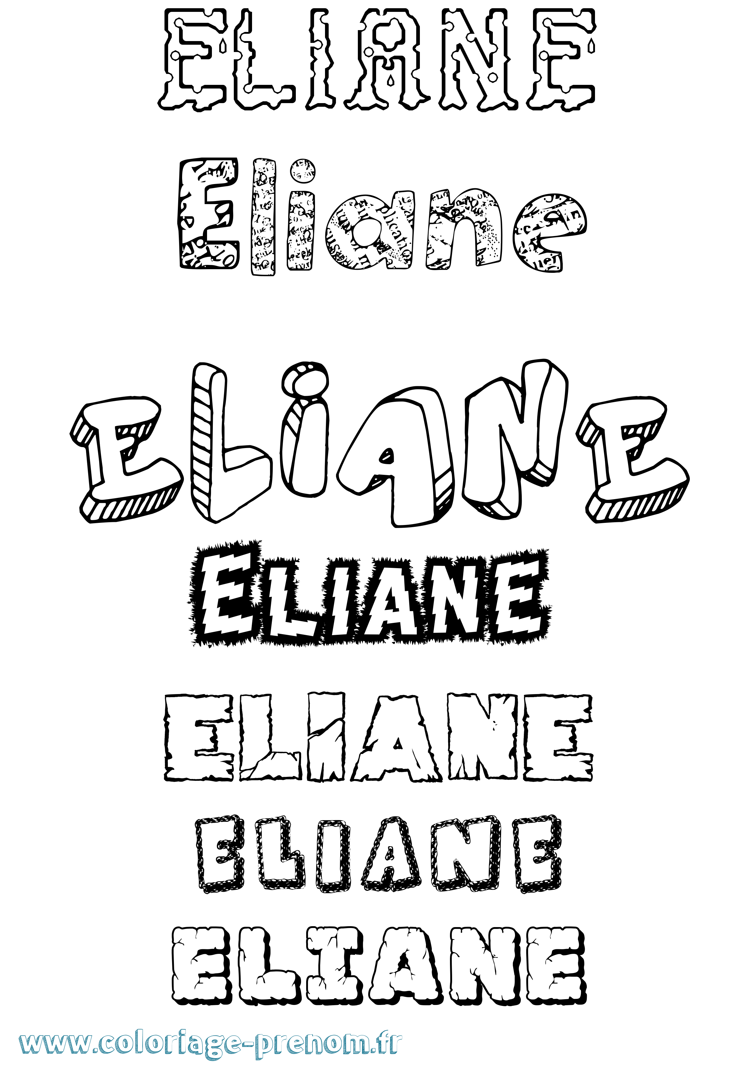 Coloriage Eliane Coloriage prénom Eliane