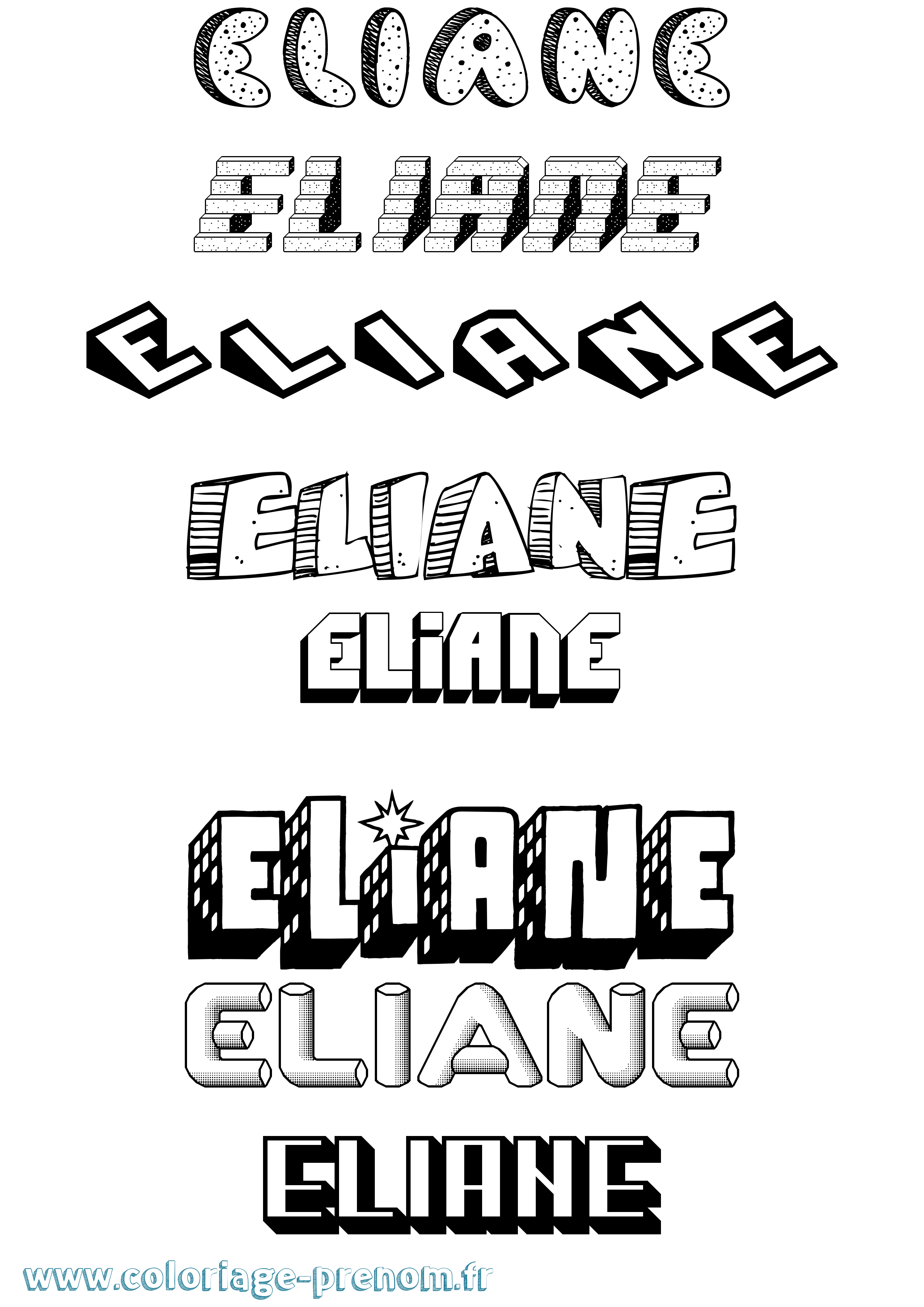 Coloriage Eliane Coloriage prénom Eliane