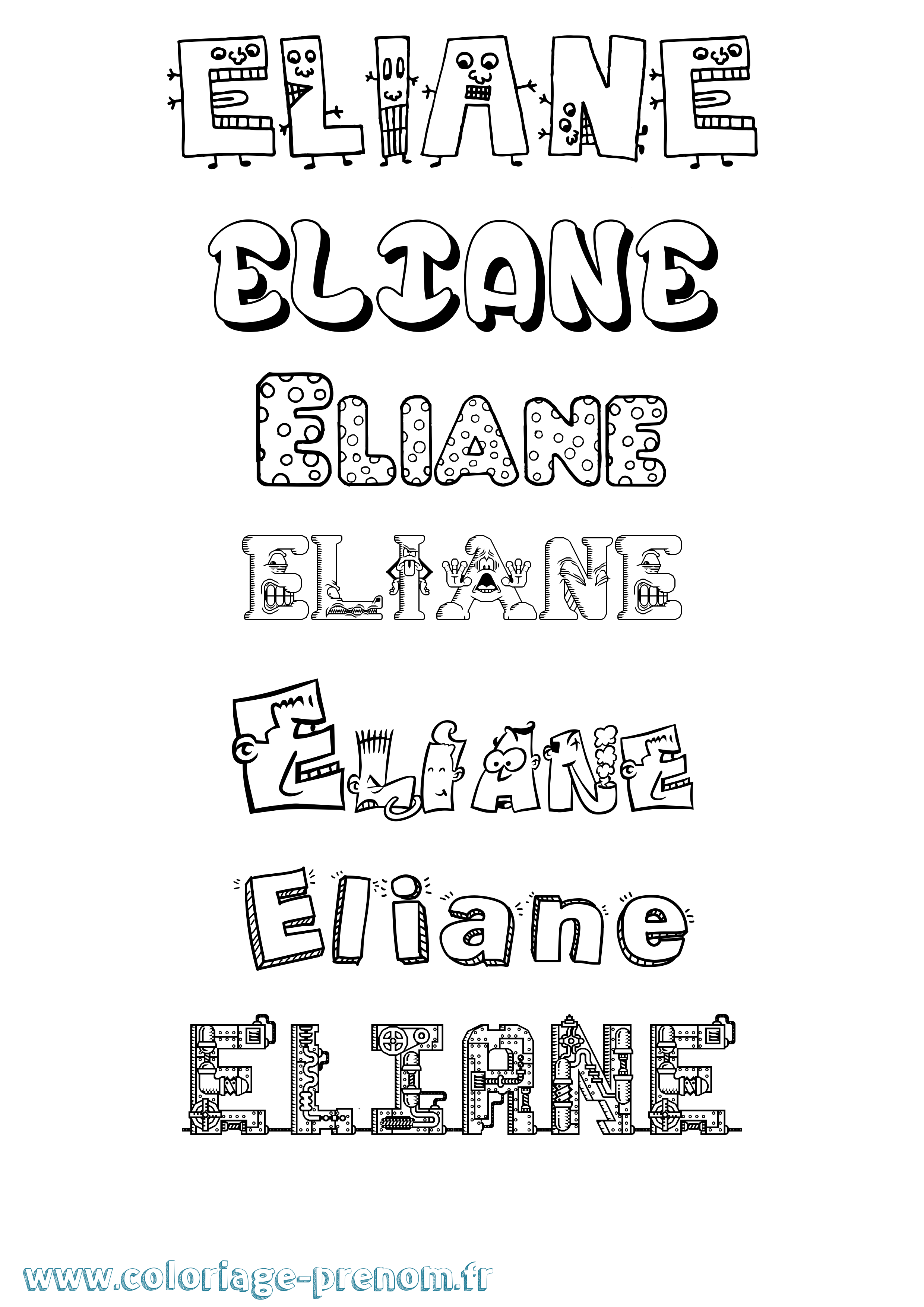 Coloriage Eliane Coloriage prénom Eliane