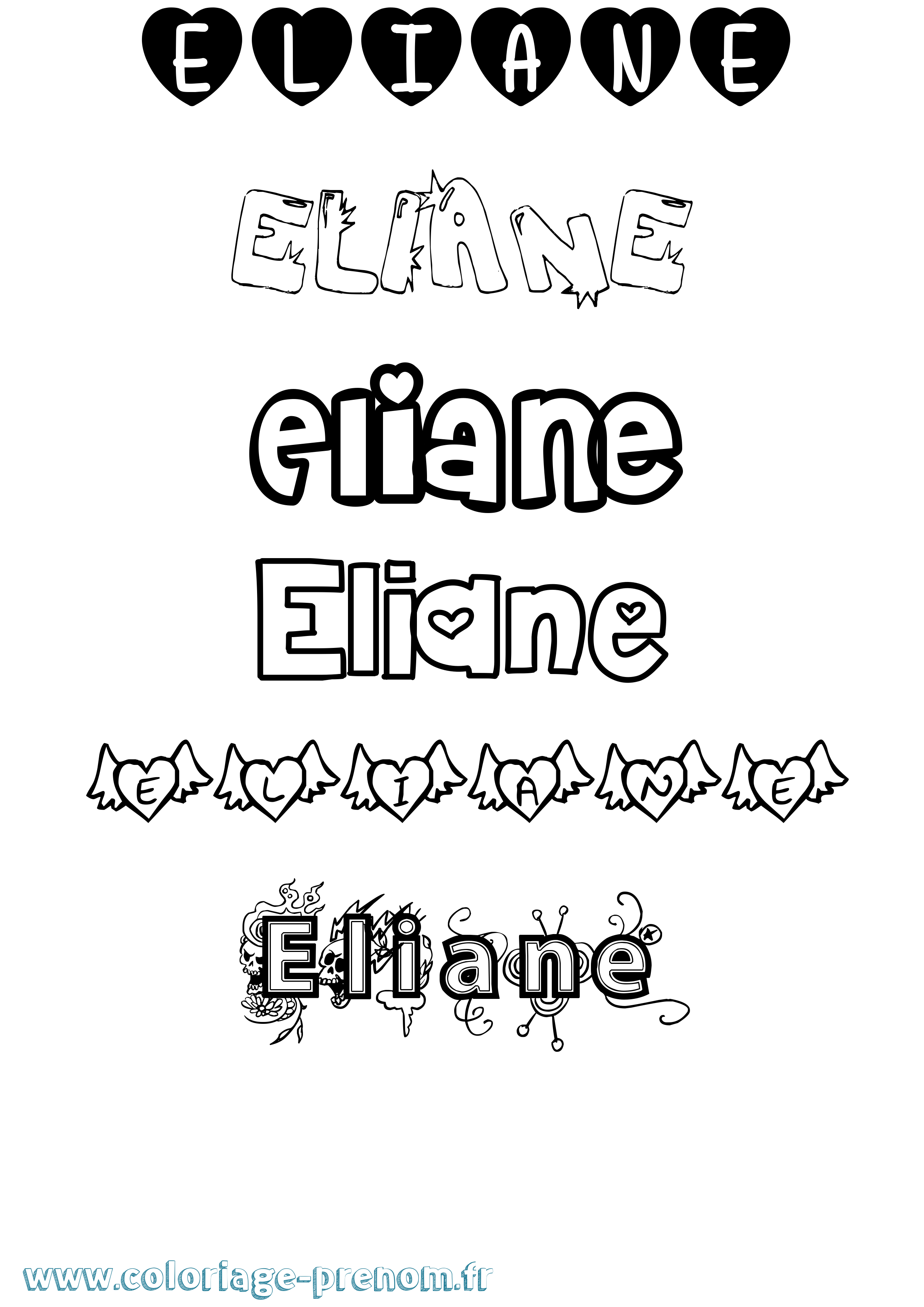 Coloriage Eliane Coloriage prénom Eliane