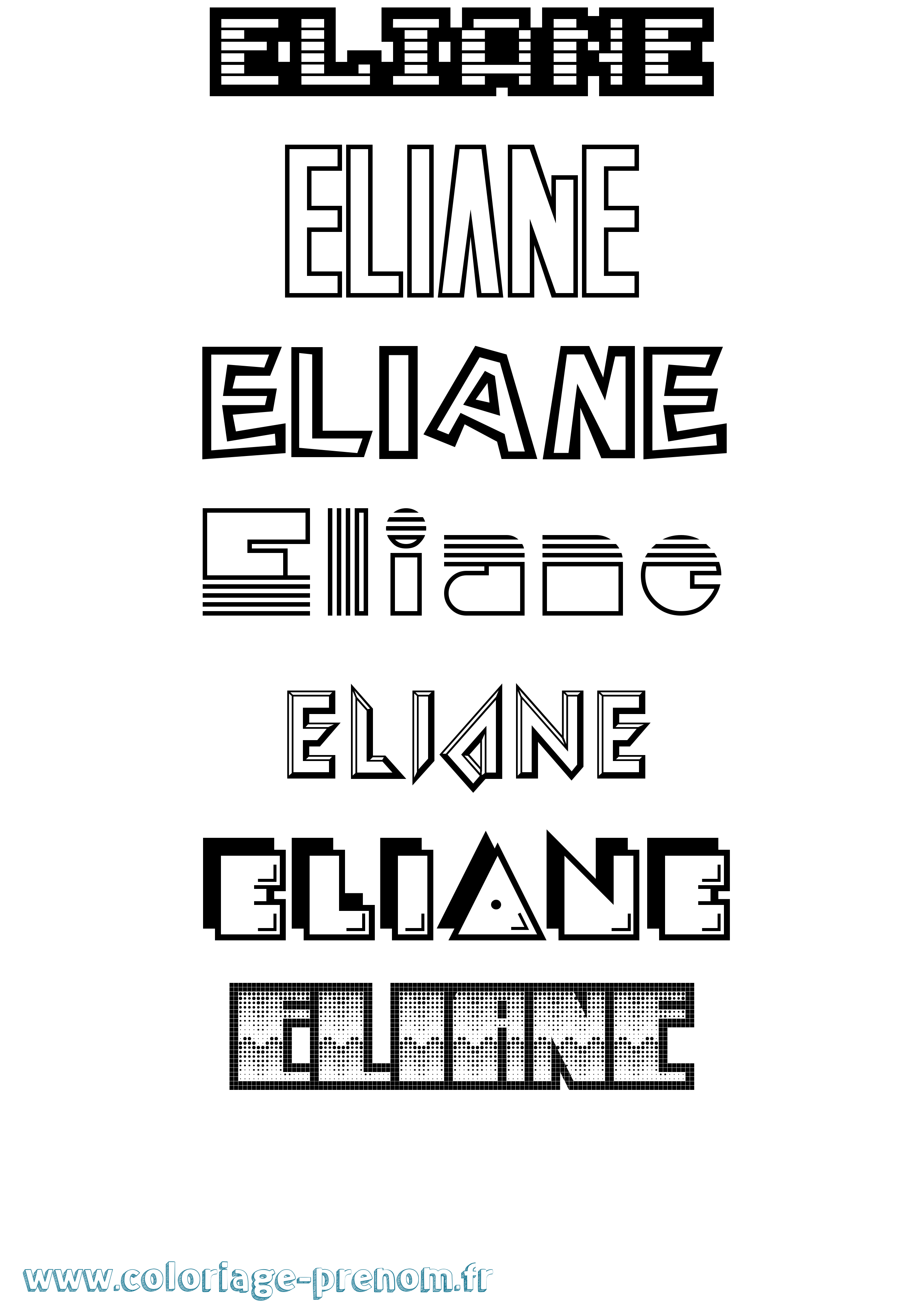 Coloriage Eliane Coloriage prénom Eliane