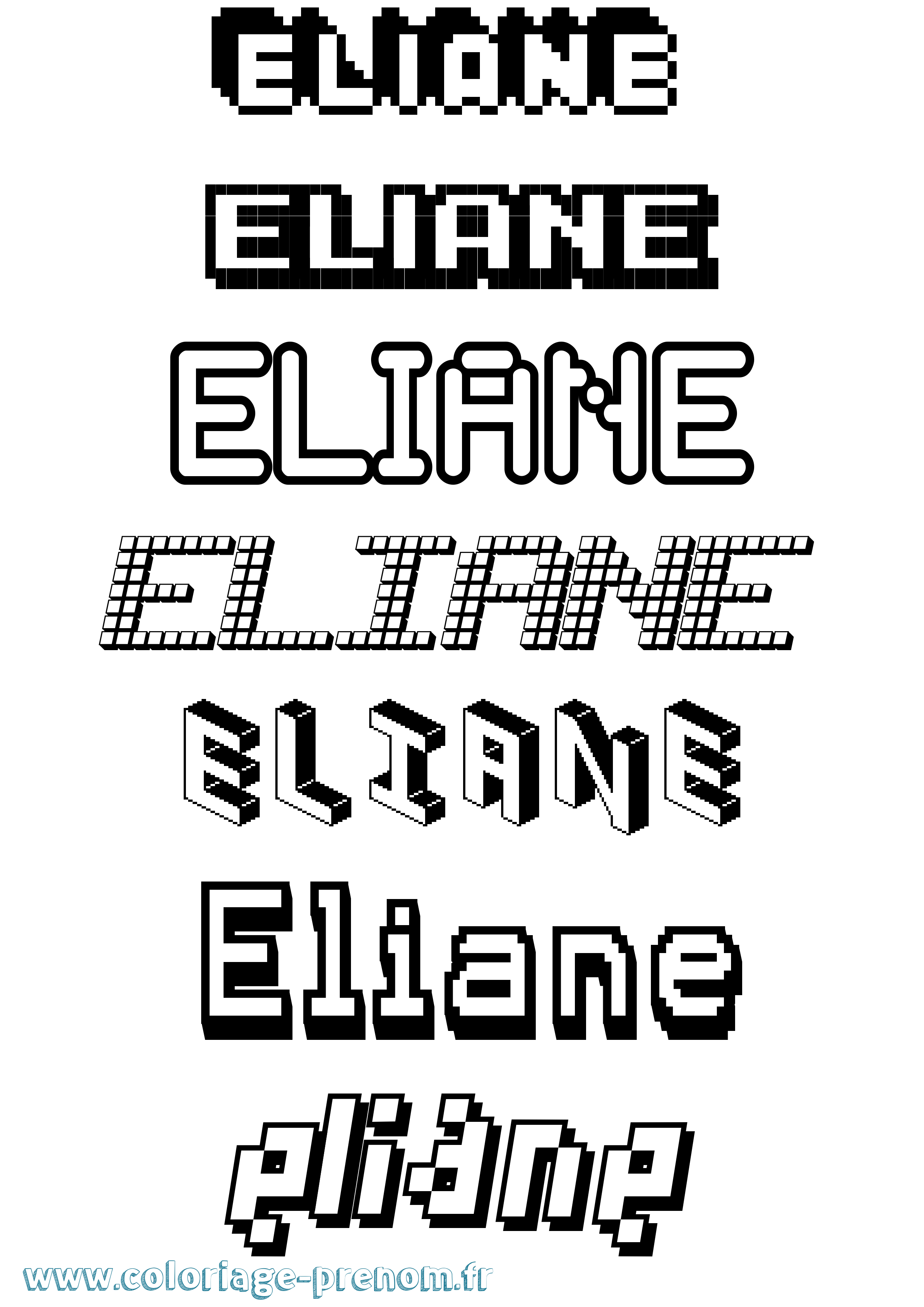 Coloriage Eliane Coloriage prénom Eliane