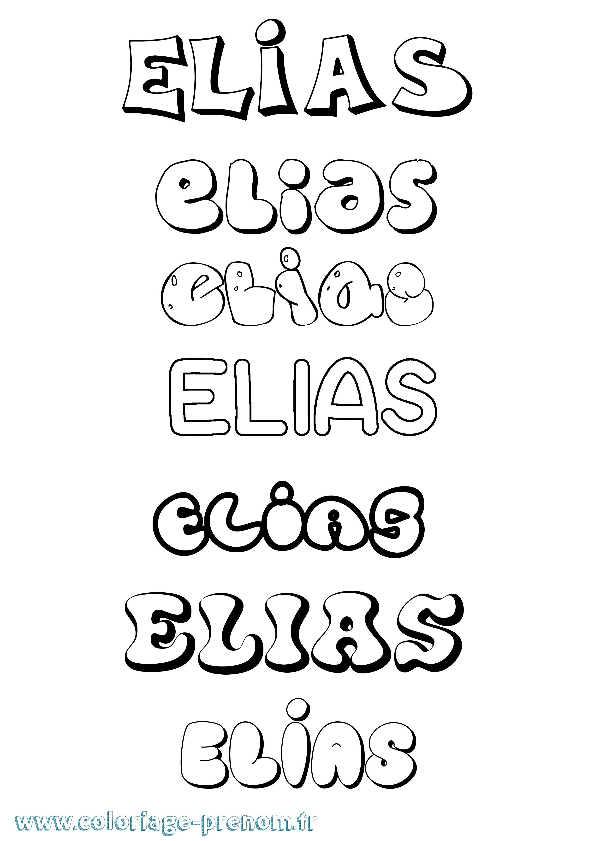 Coloriage prénom Elias Bubble
