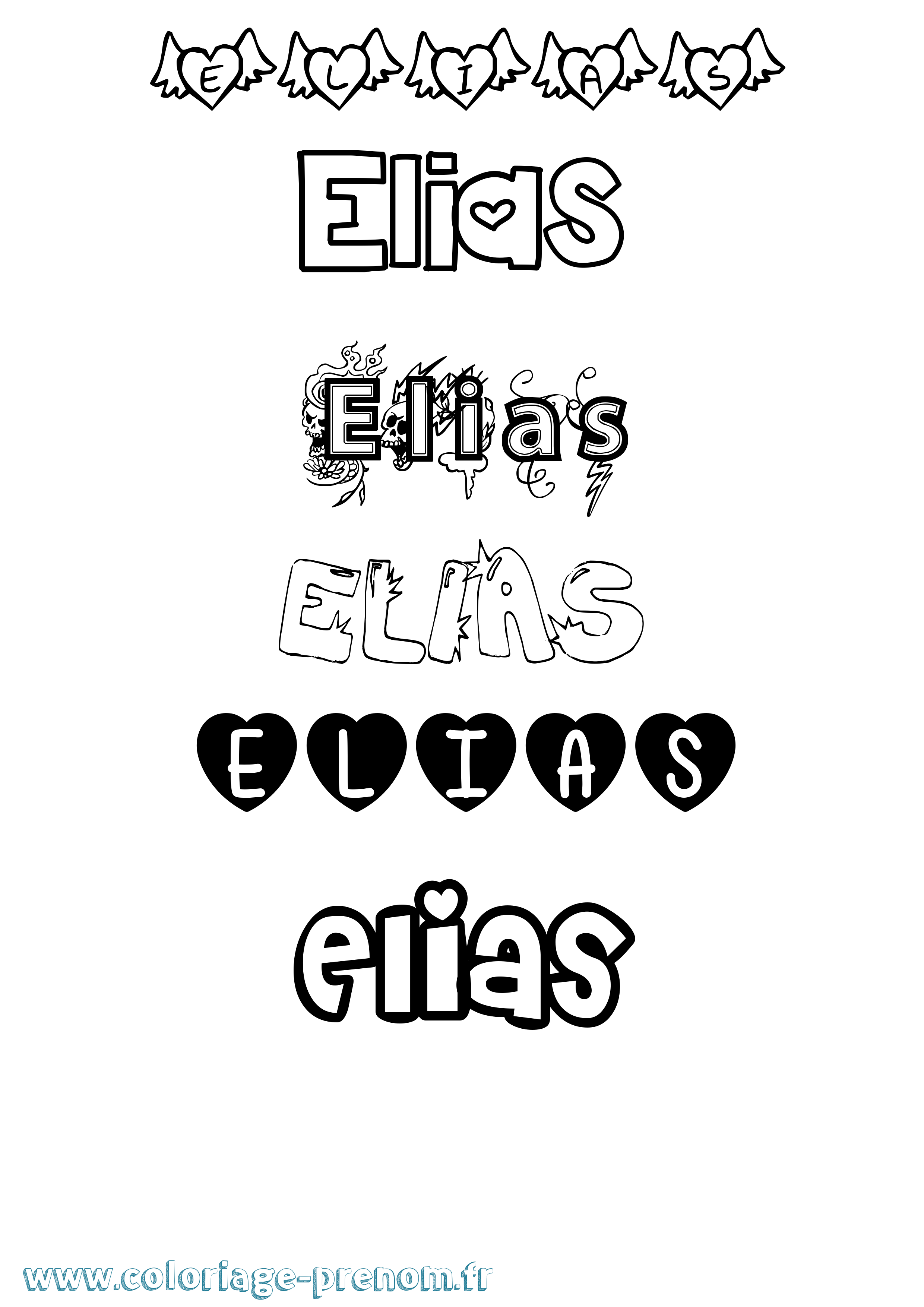 Coloriage prénom Elias Girly