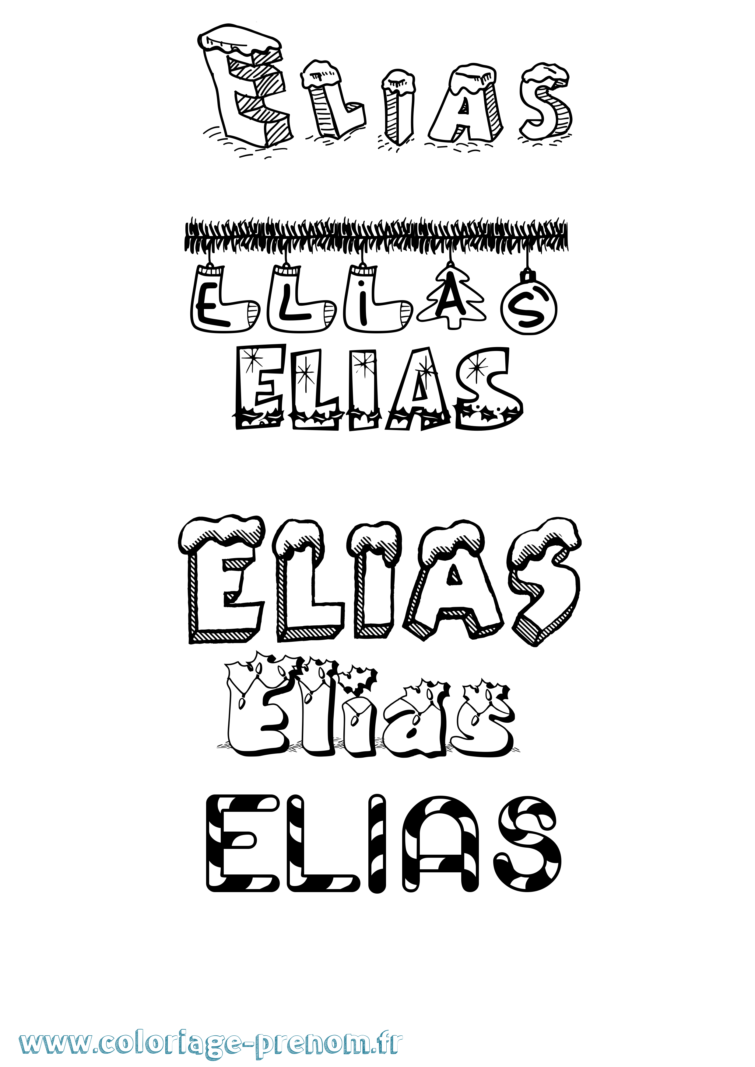 Coloriage prénom Elias Noël