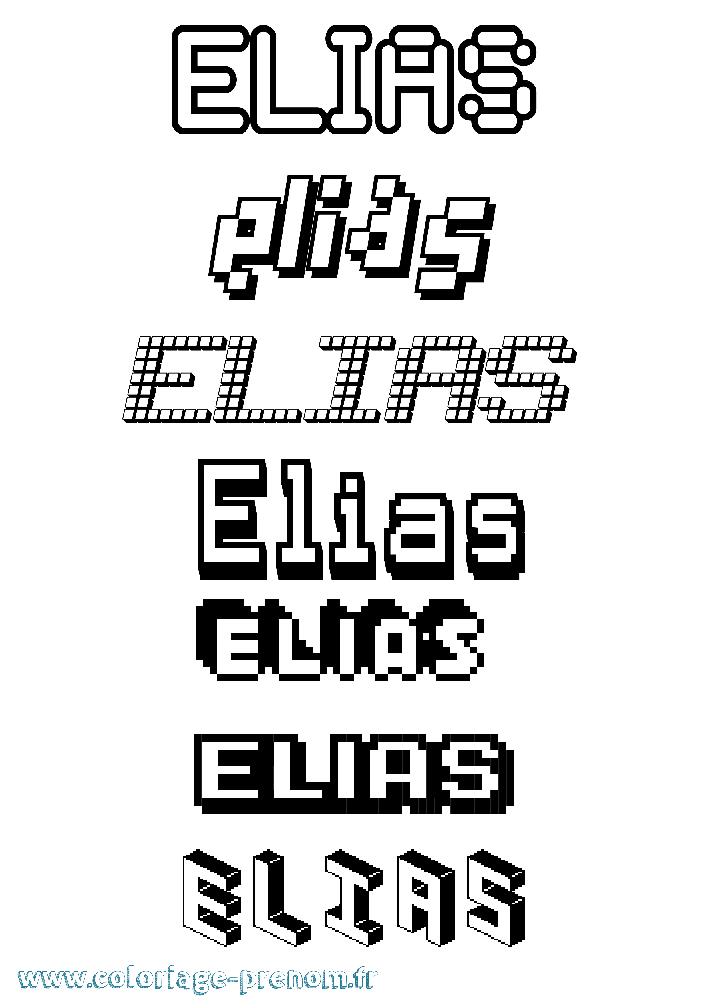 Coloriage prénom Elias Pixel
