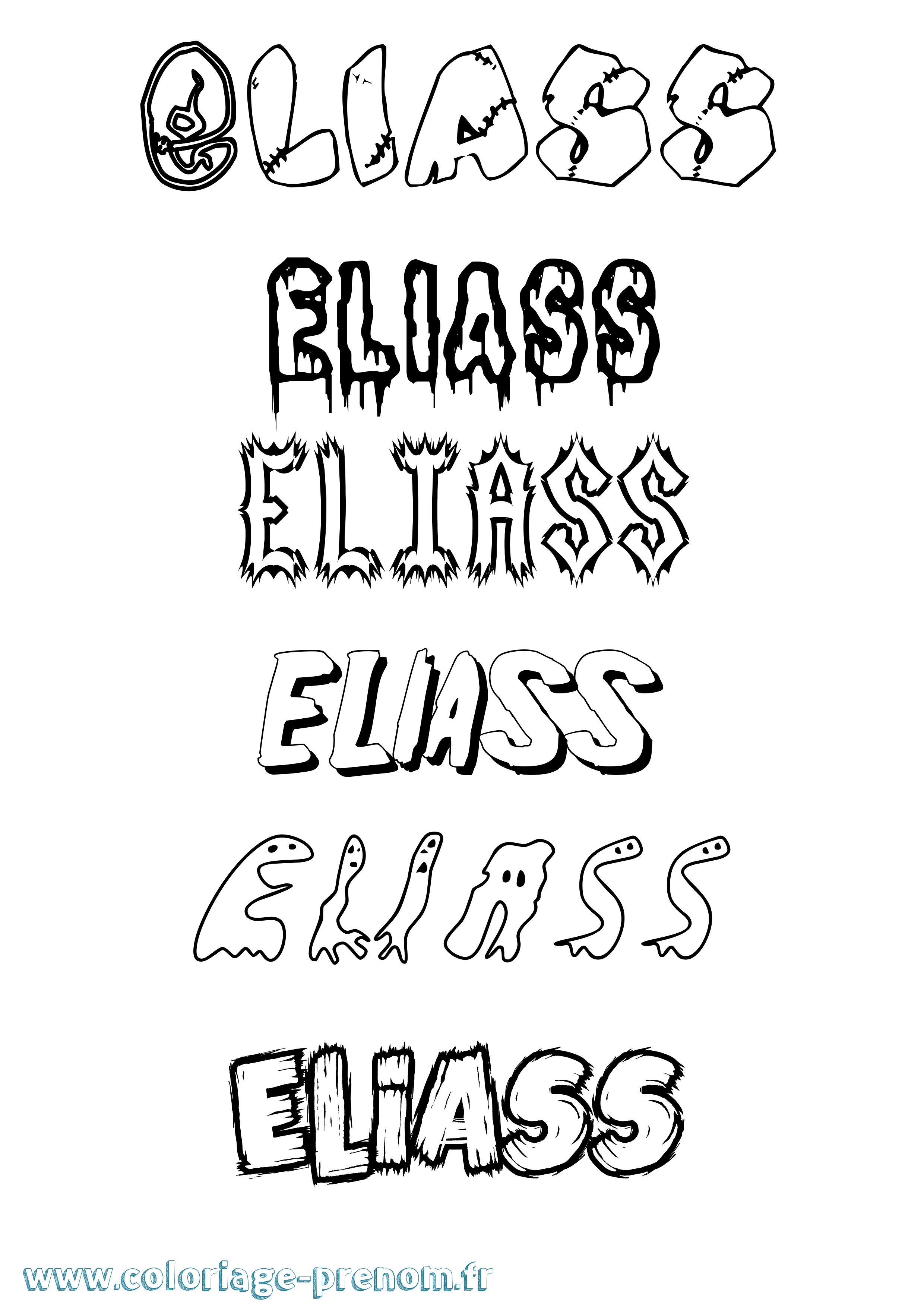 Coloriage Eliass Frisson Coloriage prénom Eliass Frisson