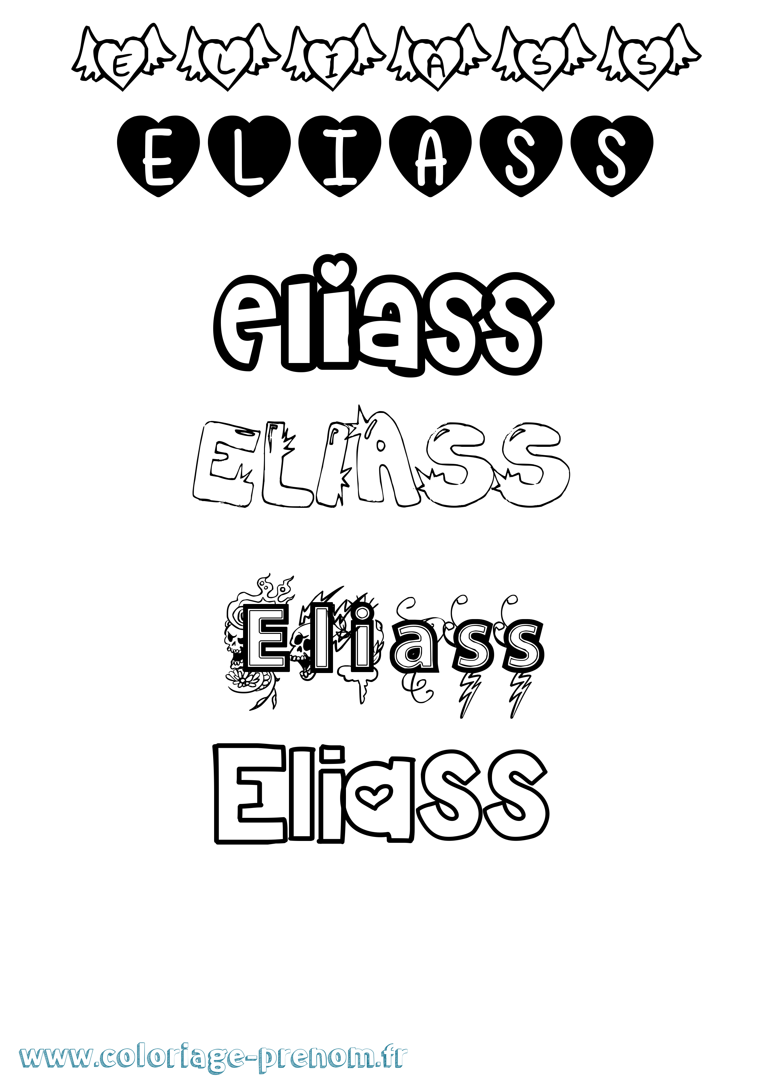 Coloriage Eliass Girly Coloriage prénom Eliass Girly