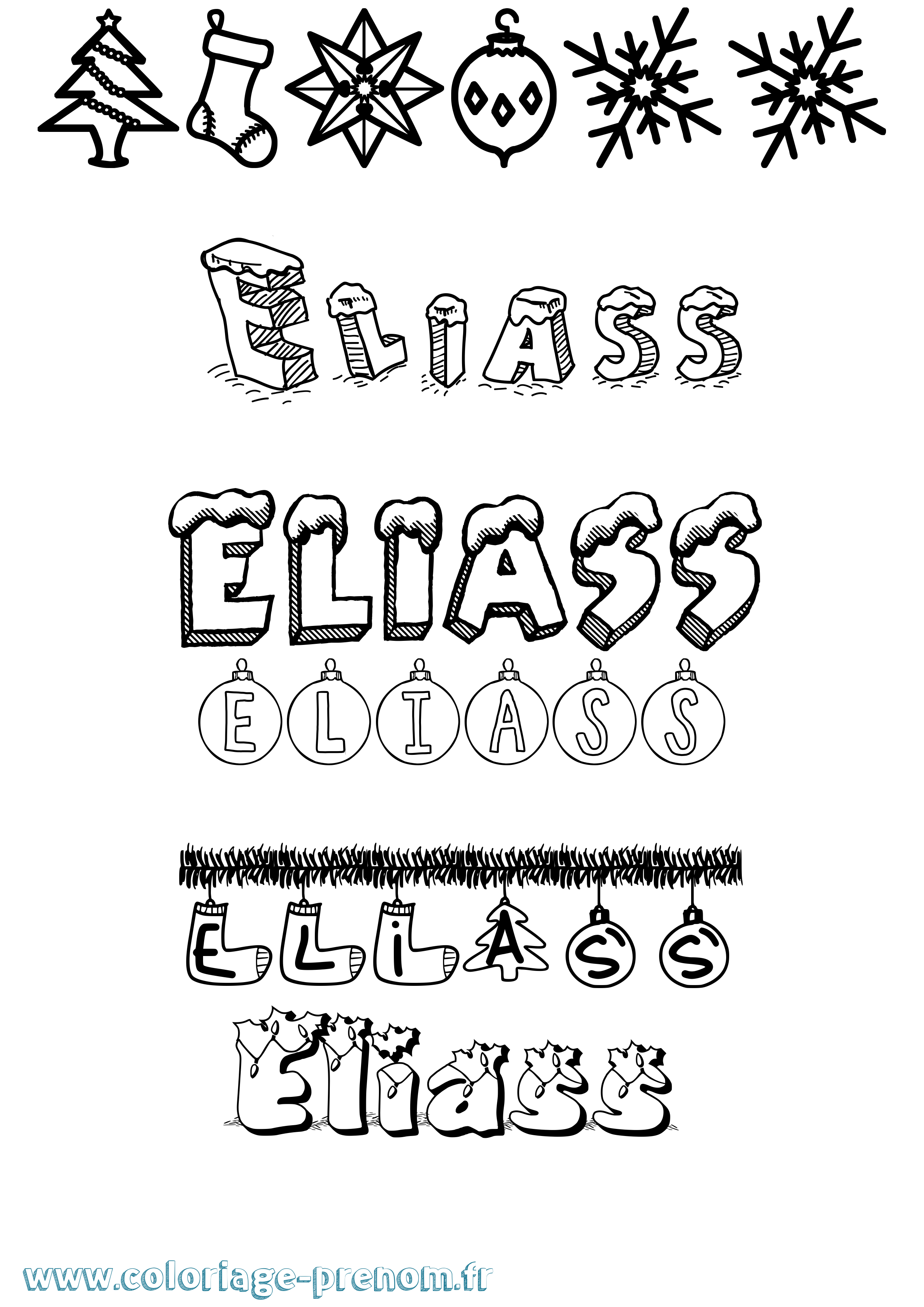 Coloriage Eliass Noël Coloriage prénom Eliass Noël