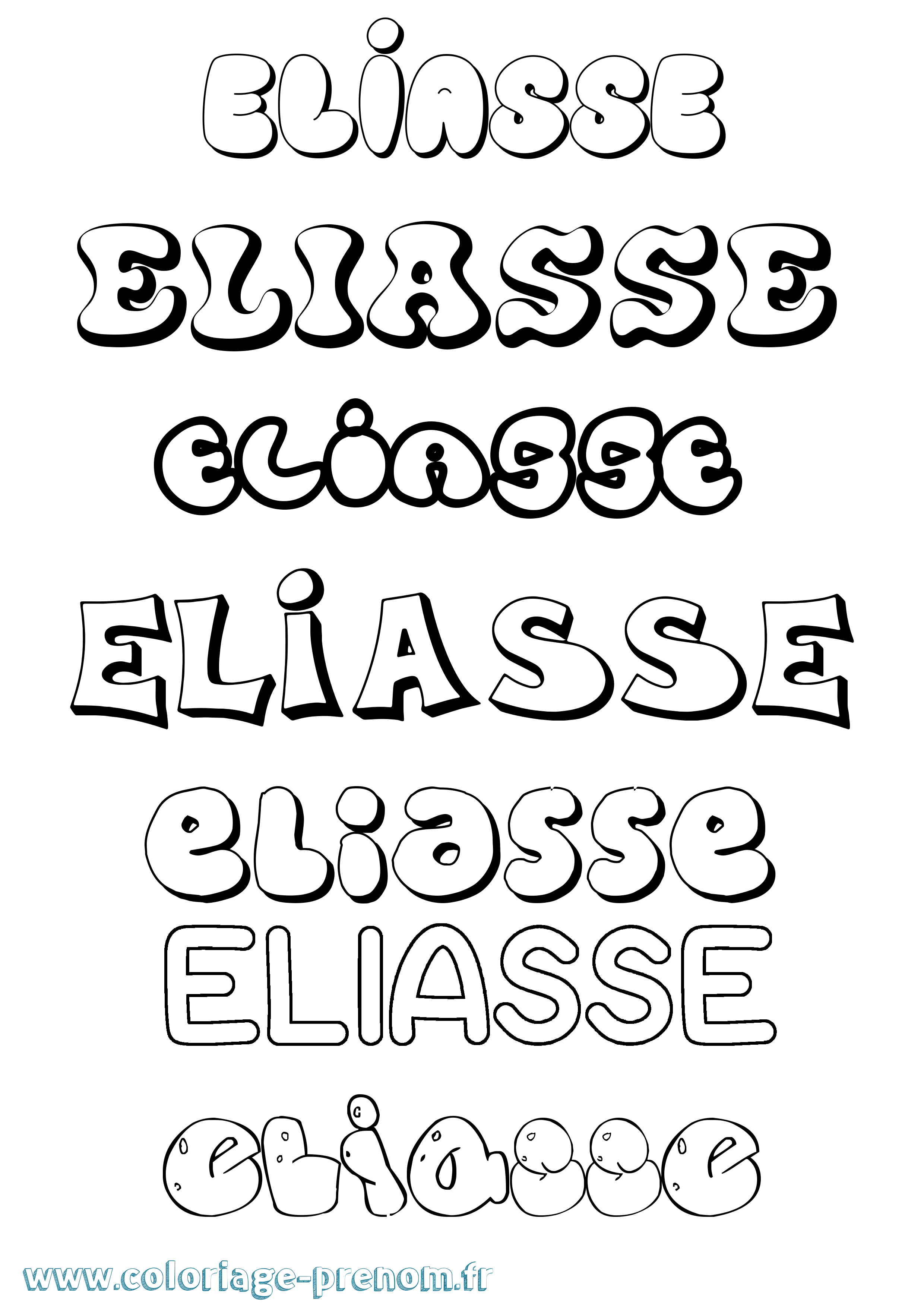 Coloriage prénom Eliasse Bubble