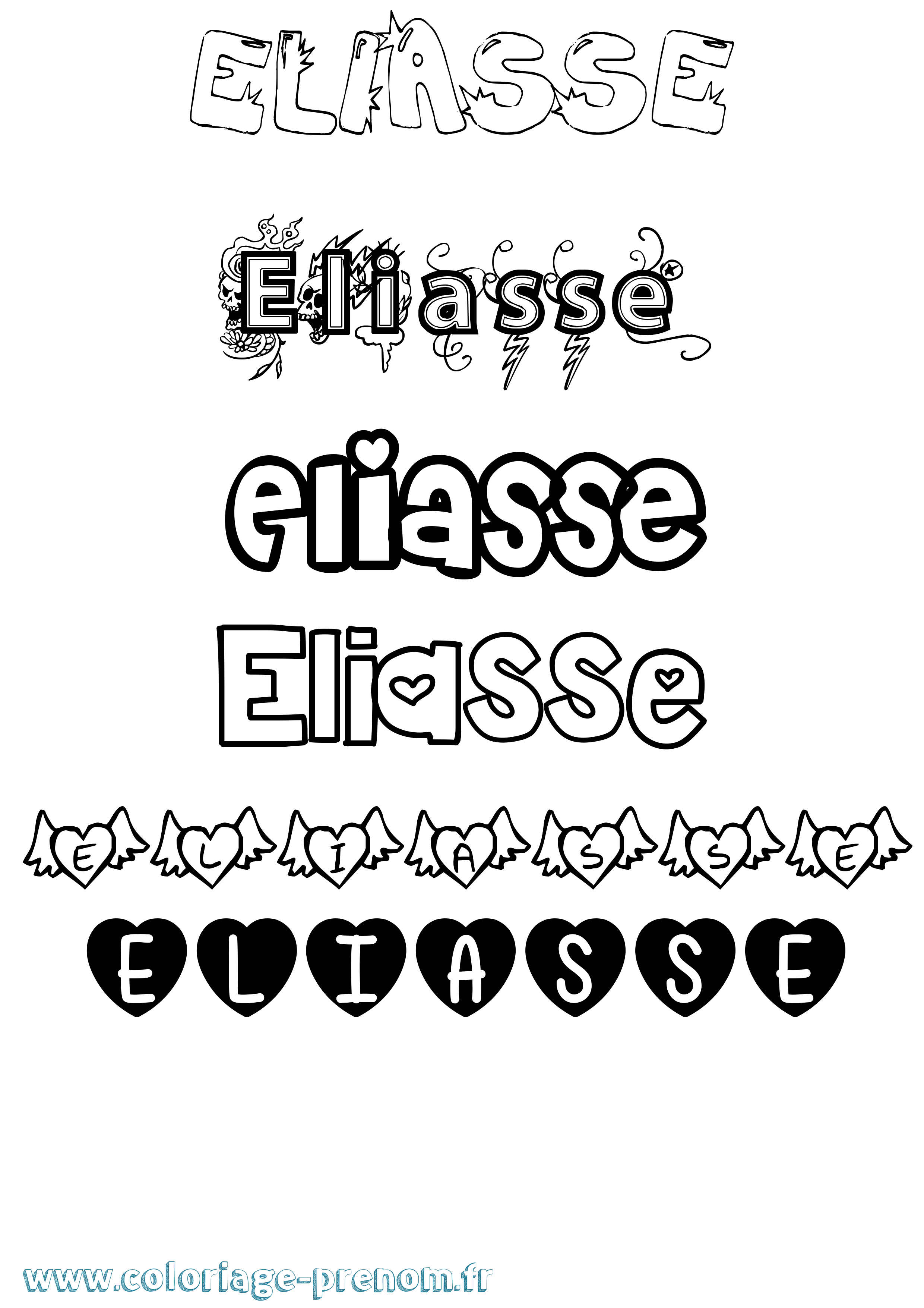 Coloriage prénom Eliasse Girly
