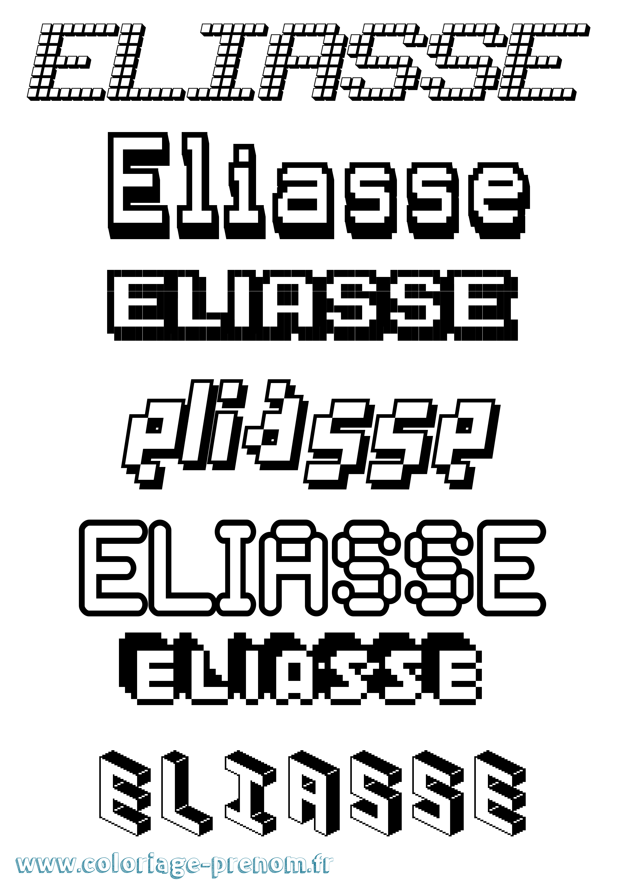 Coloriage prénom Eliasse Pixel