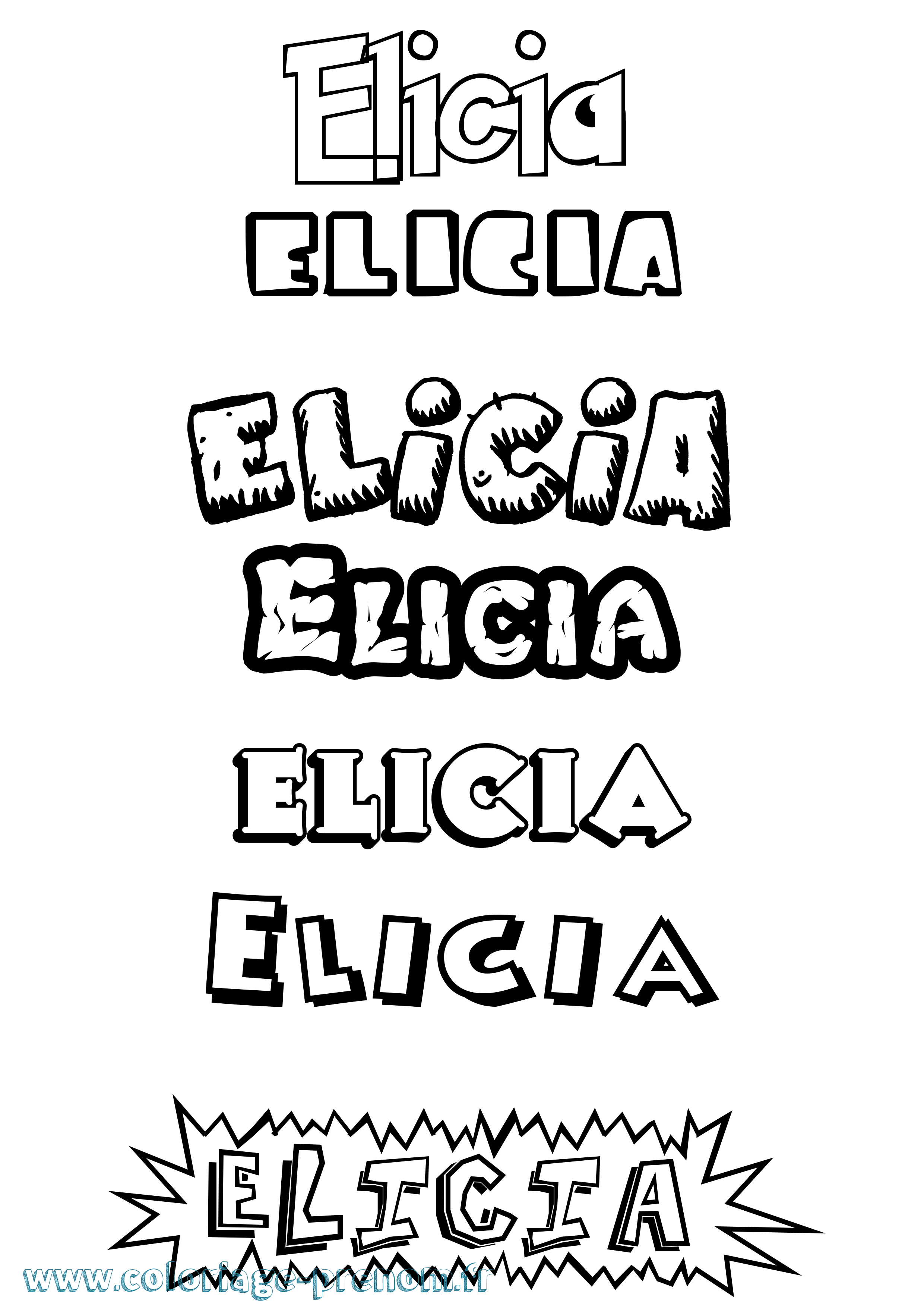 Coloriage Elicia Dessin Animé Coloriage prénom Elicia Dessin Animé