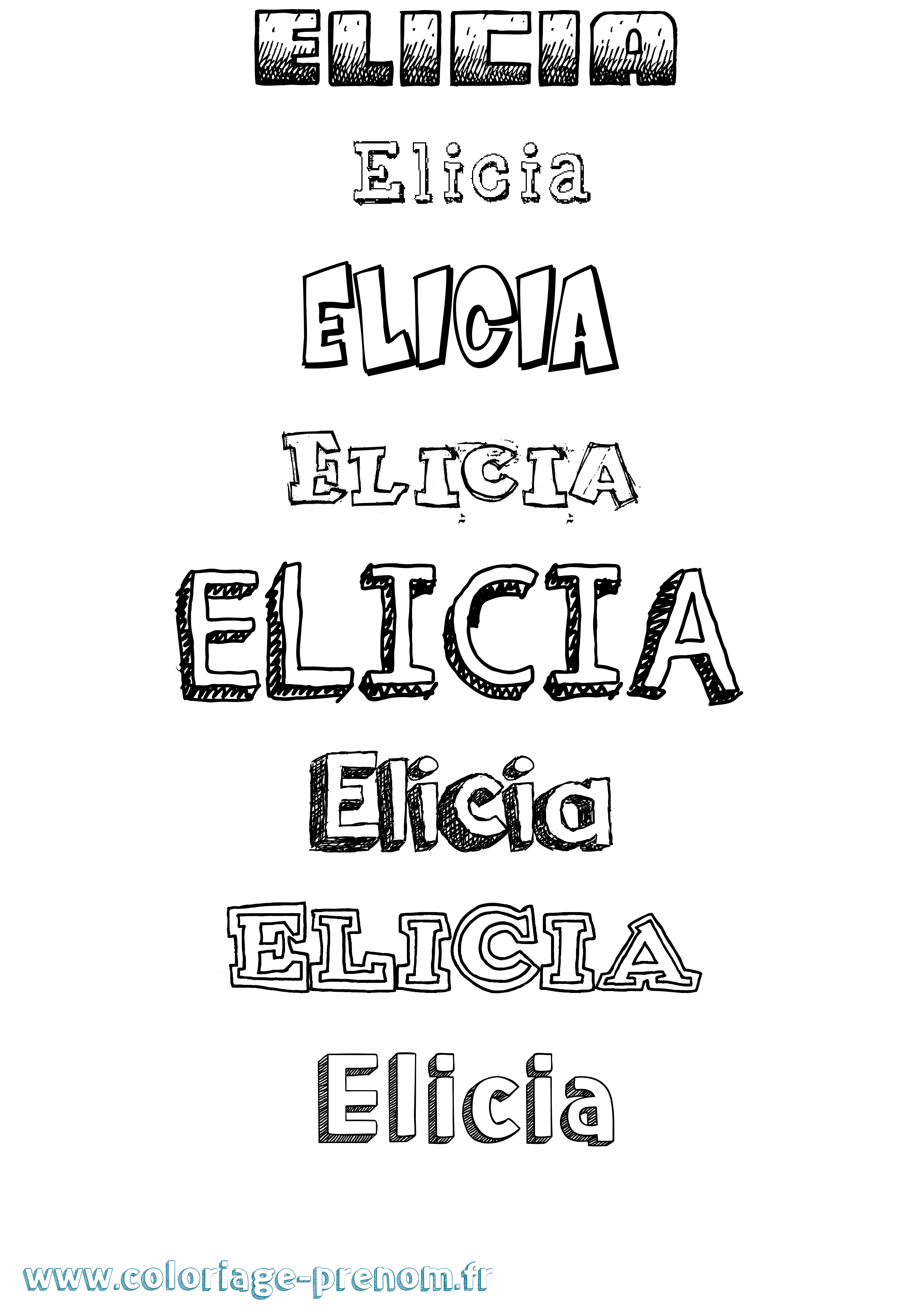 Coloriage Elicia Dessiné Coloriage prénom Elicia Dessiné