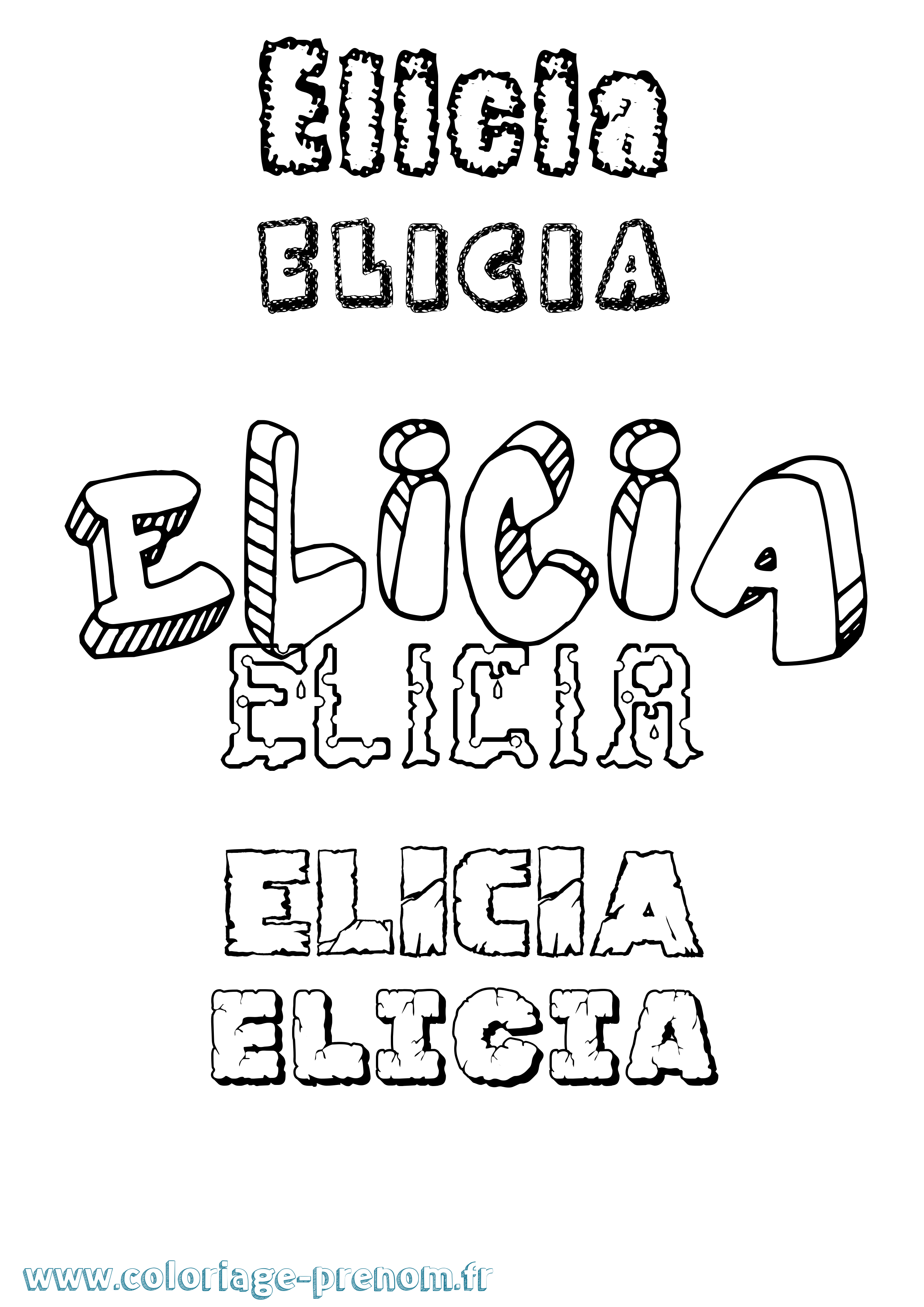 Coloriage Elicia Destructuré Coloriage prénom Elicia Destructuré