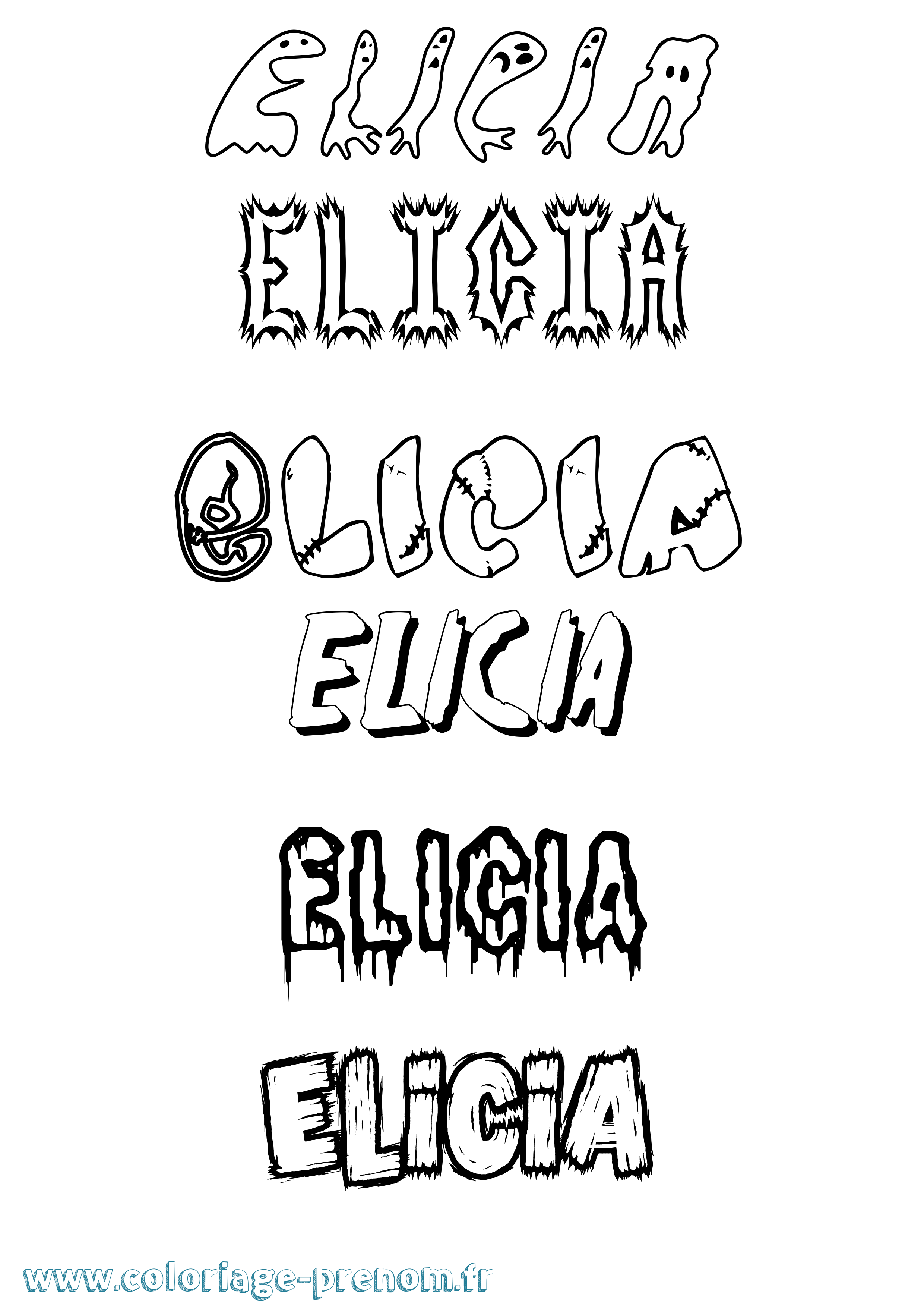 Coloriage Elicia Frisson Coloriage prénom Elicia Frisson