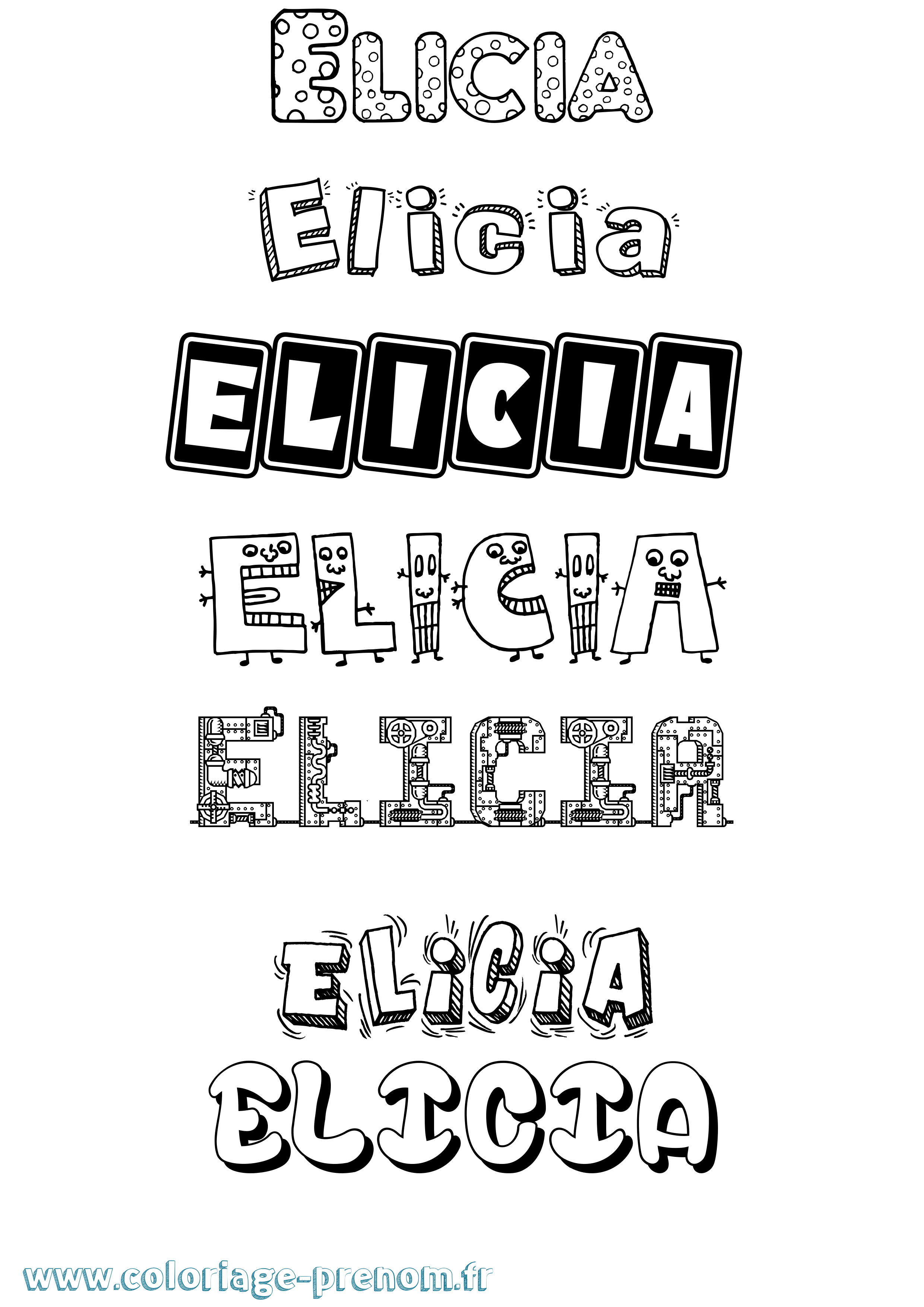 Coloriage Elicia Fun Coloriage prénom Elicia Fun