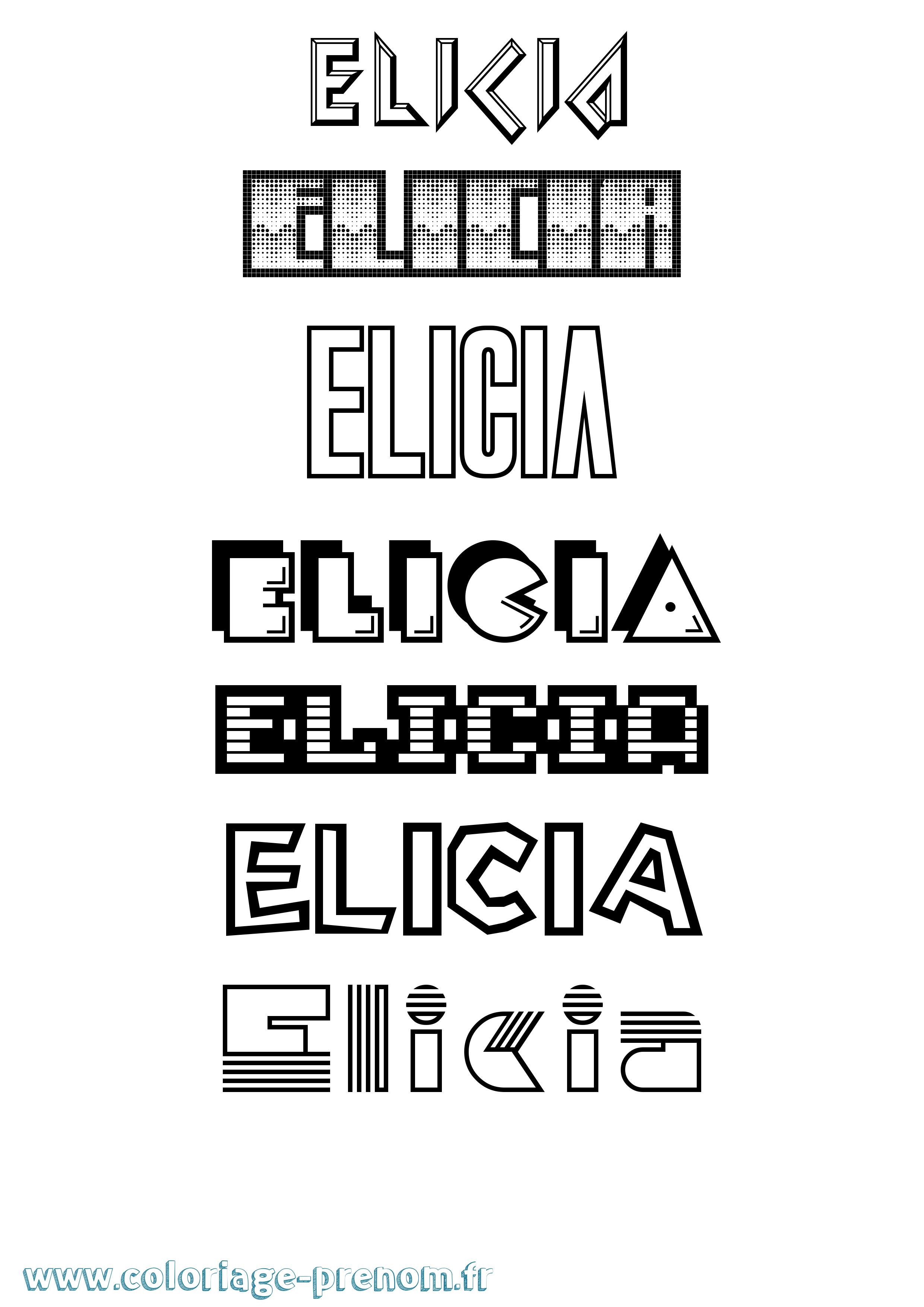 Coloriage Elicia Jeux Vidéos Coloriage prénom Elicia Jeux Vidéos