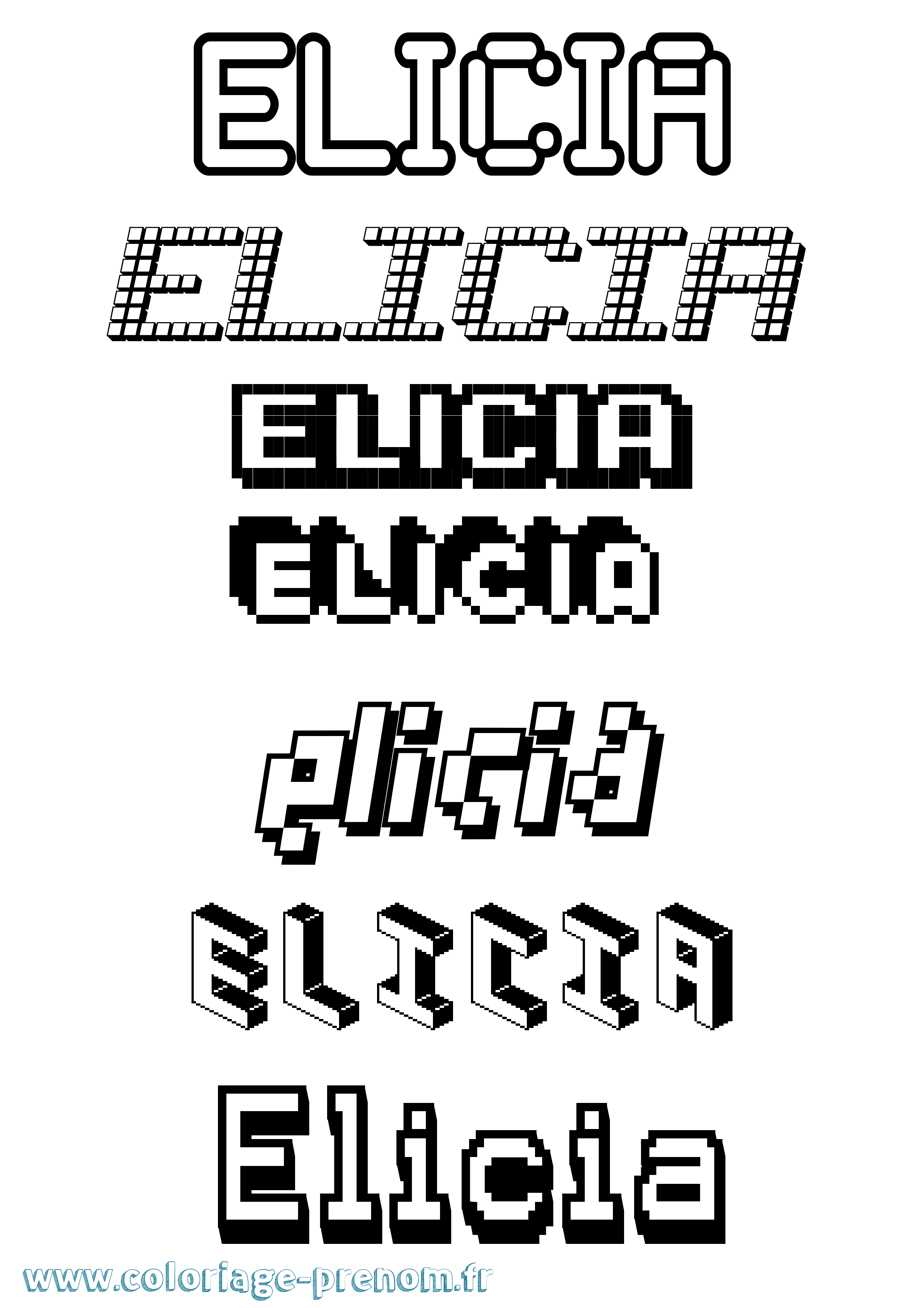 Coloriage Elicia Pixel Coloriage prénom Elicia Pixel