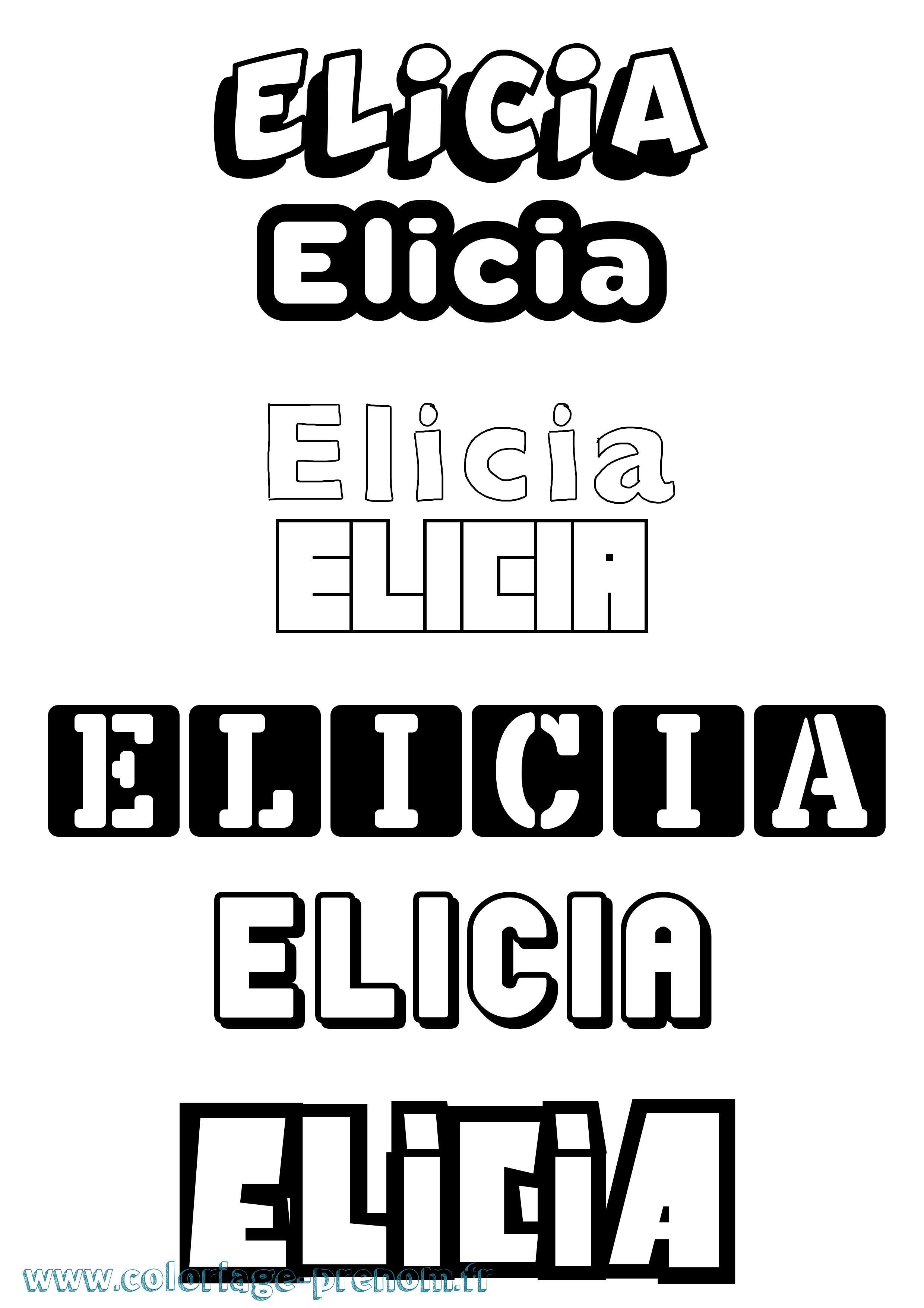 Coloriage prénom Elicia Simple