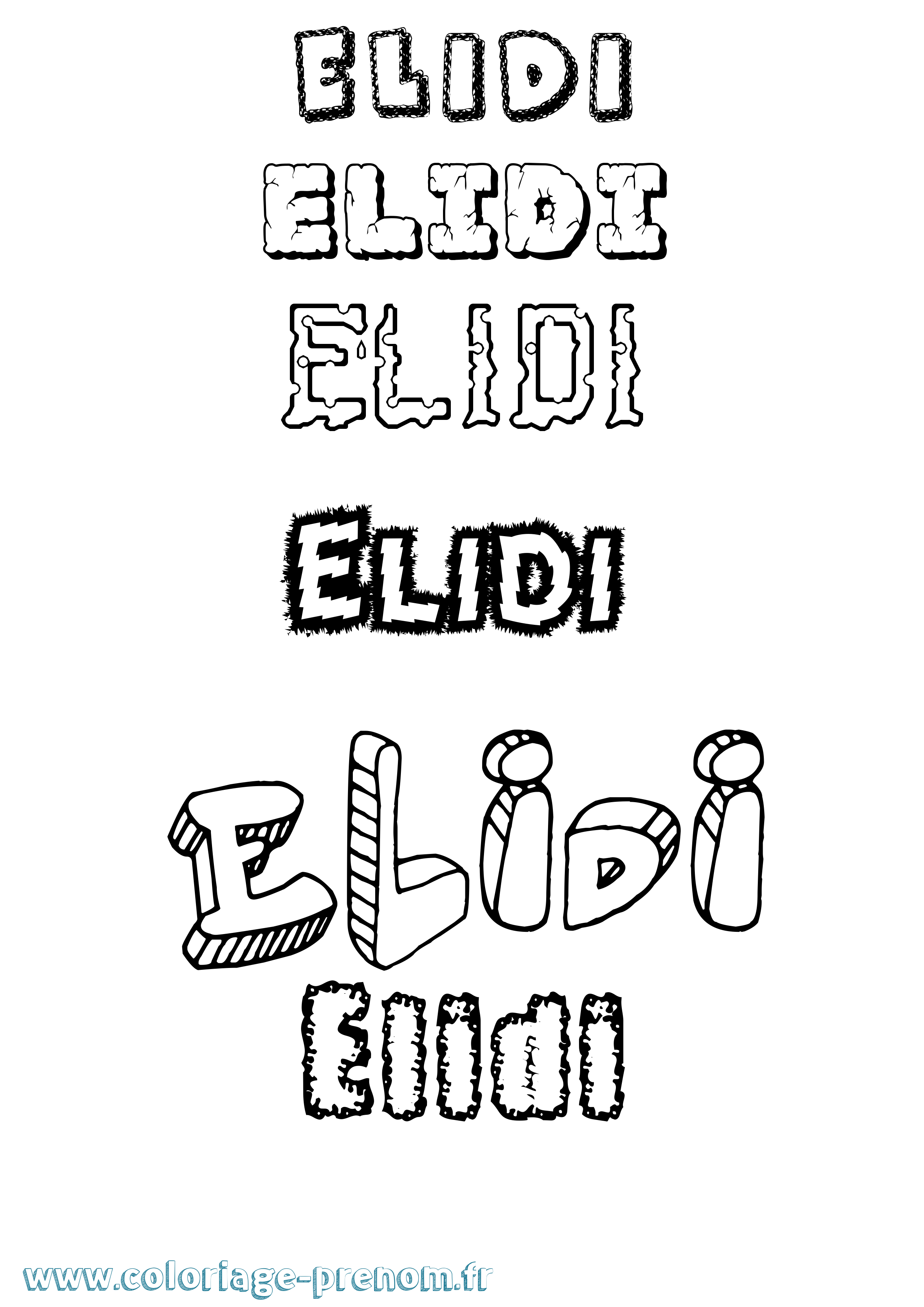 Coloriage prénom Elidi Destructuré