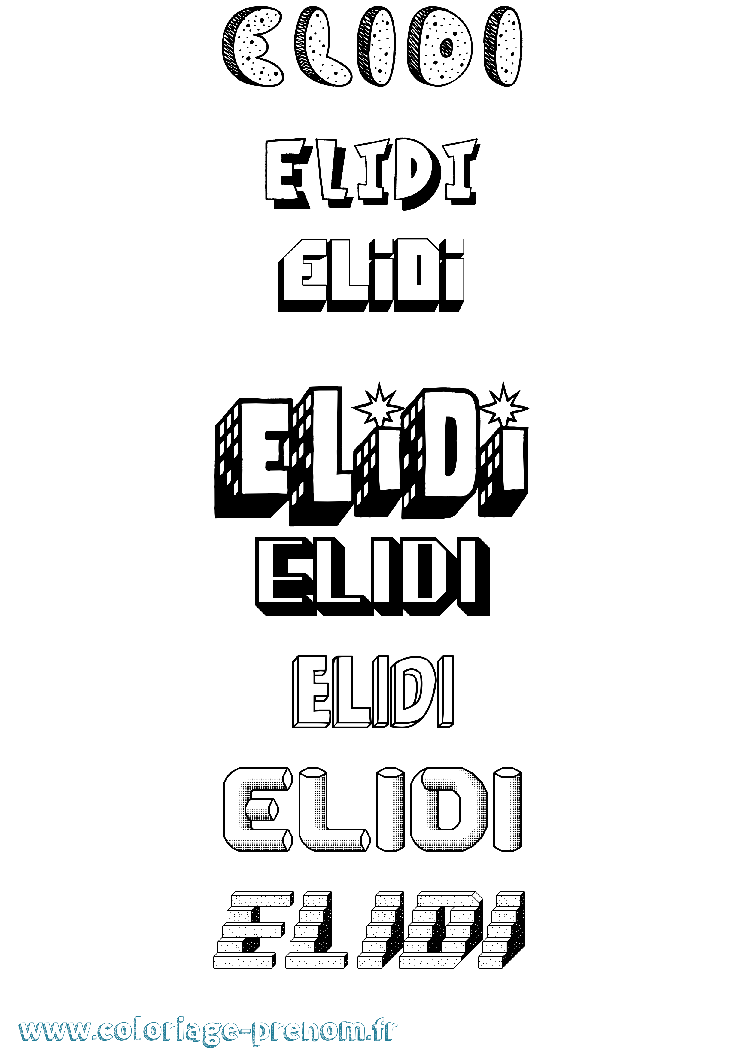 Coloriage prénom Elidi Effet 3D