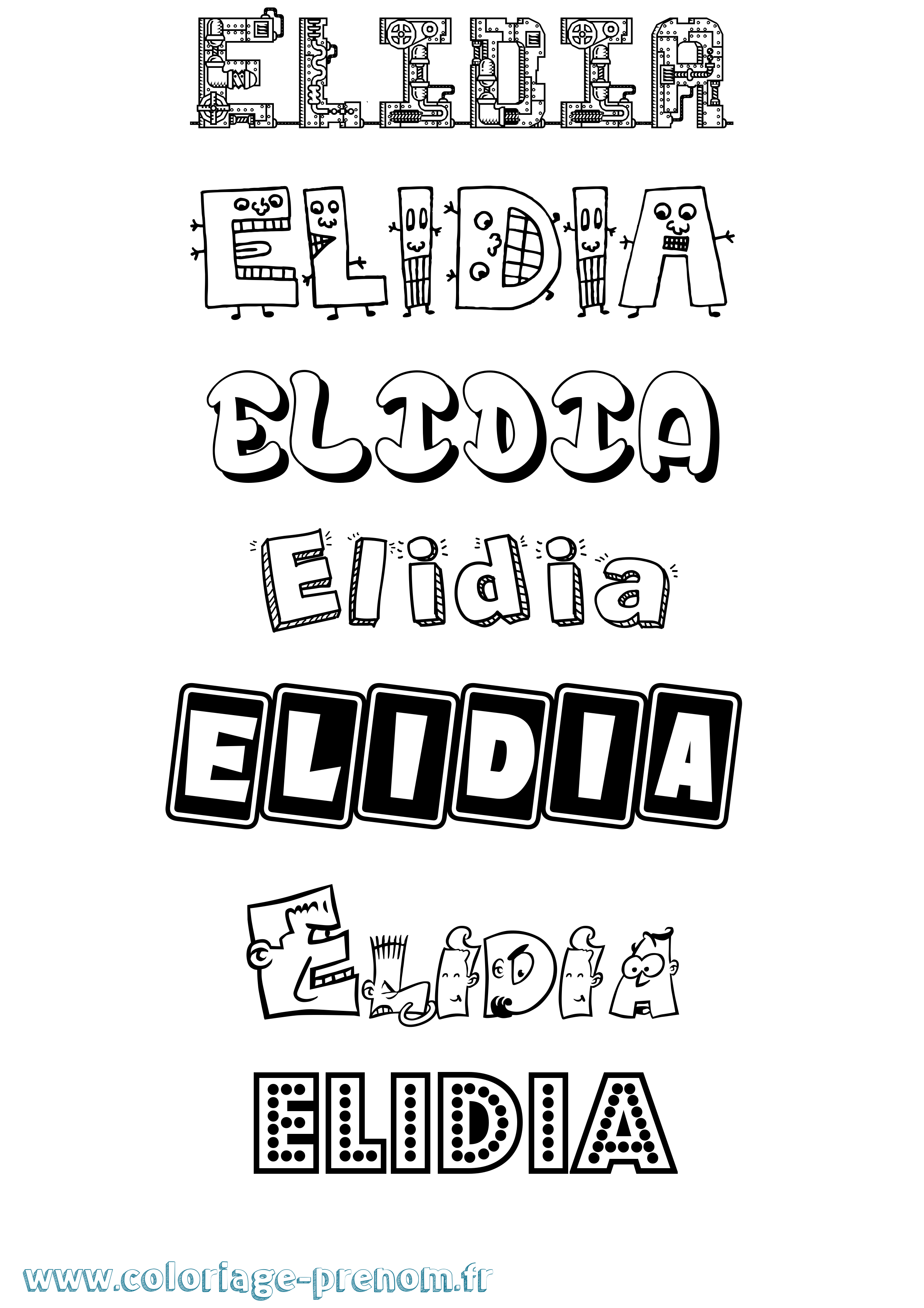 Coloriage prénom Elidia Fun