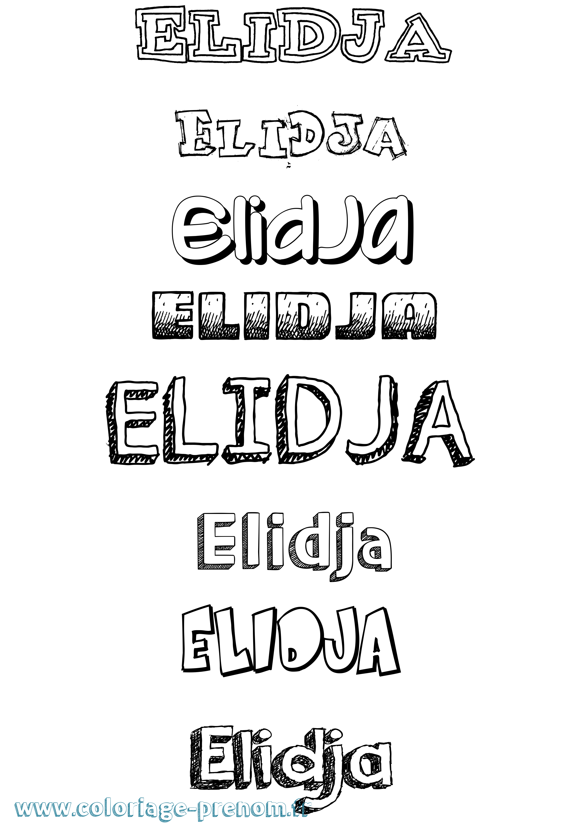 Coloriage prénom Elidja Dessiné
