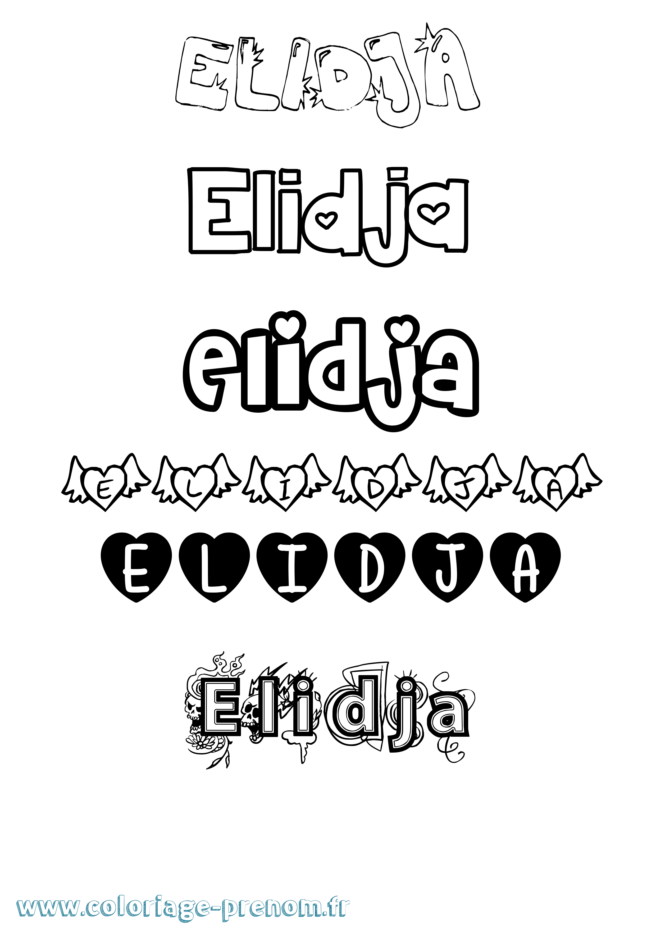Coloriage prénom Elidja Girly