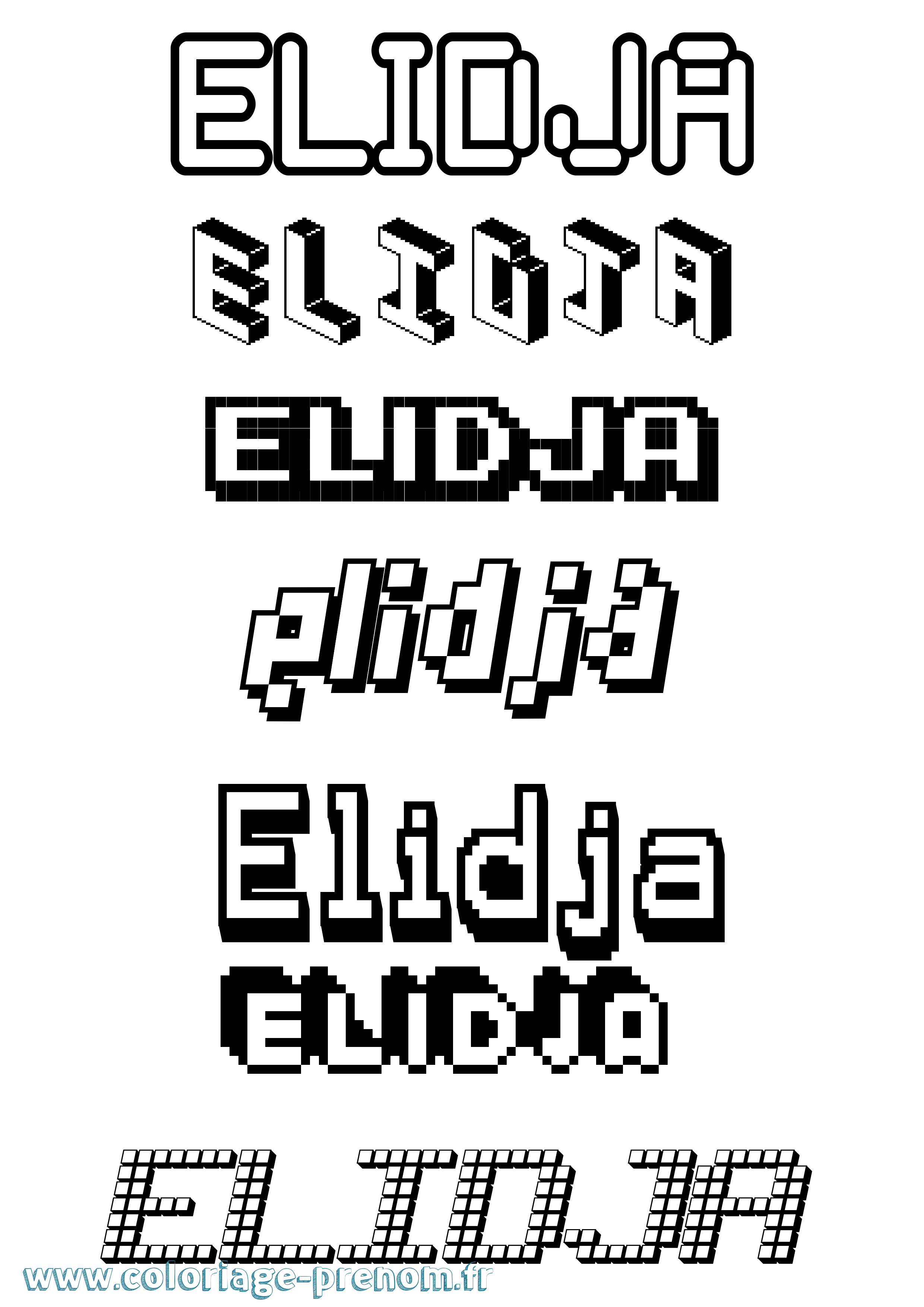 Coloriage prénom Elidja Pixel
