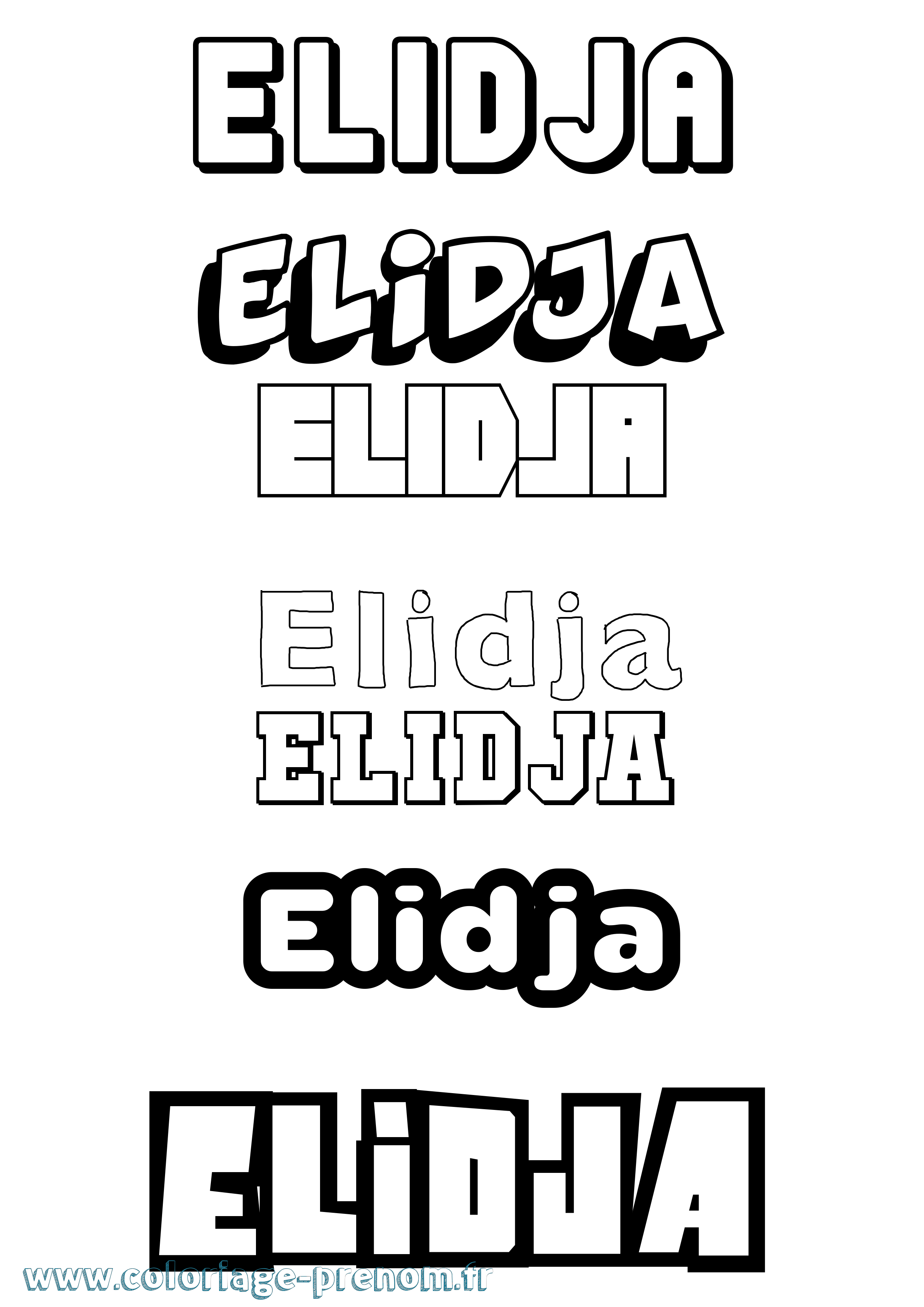 Coloriage prénom Elidja Simple