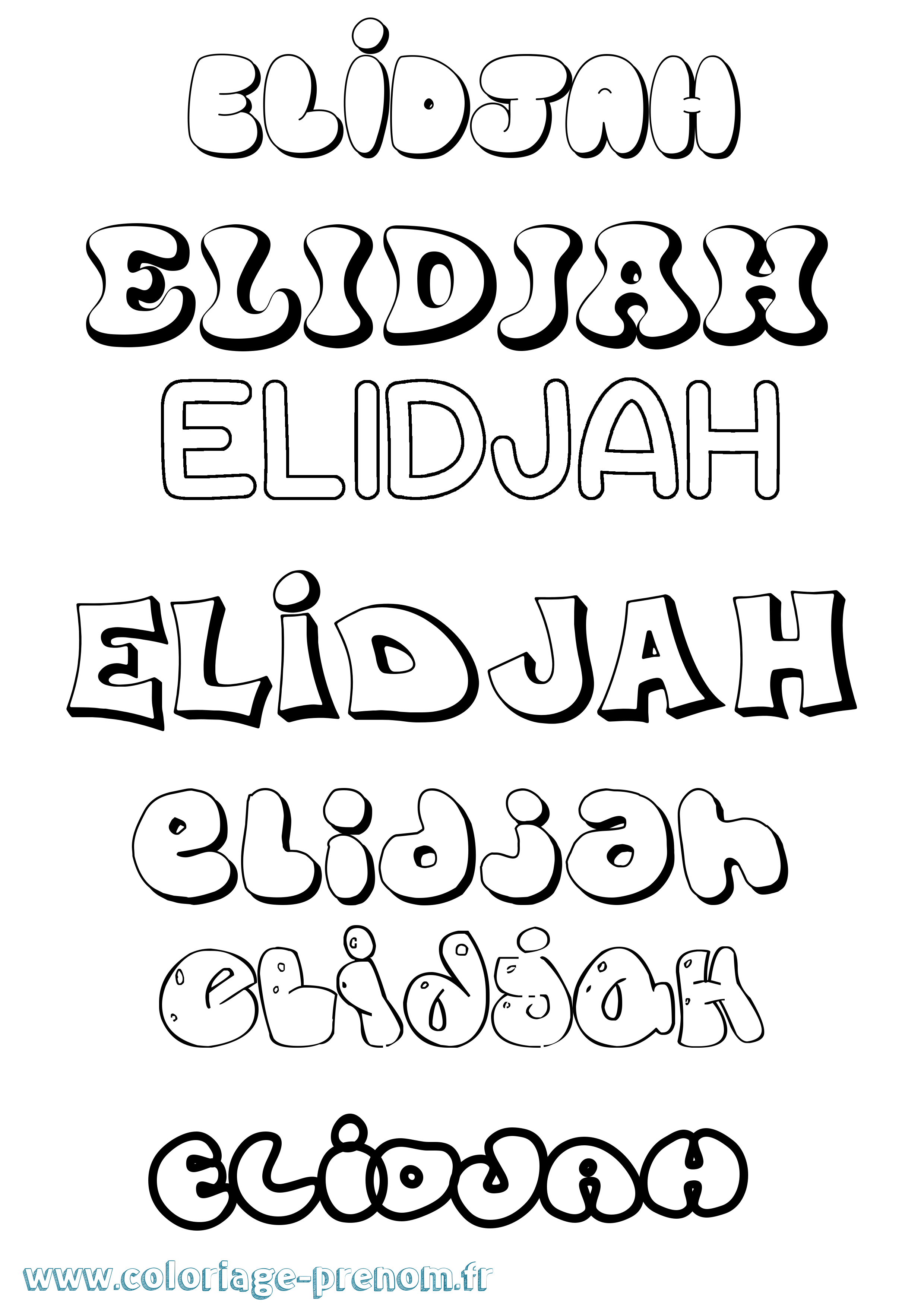 Coloriage prénom Elidjah Bubble