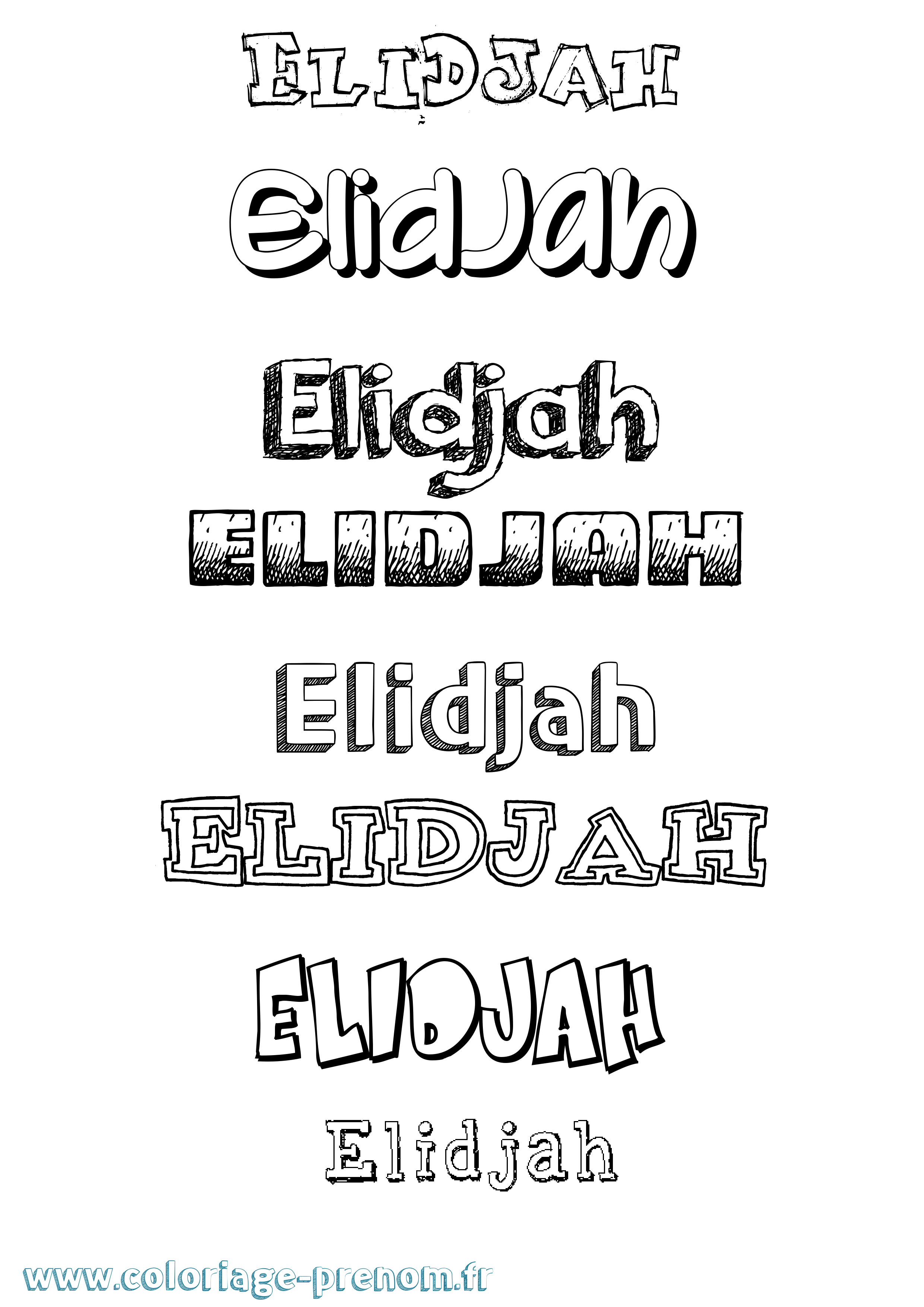 Coloriage prénom Elidjah Dessiné