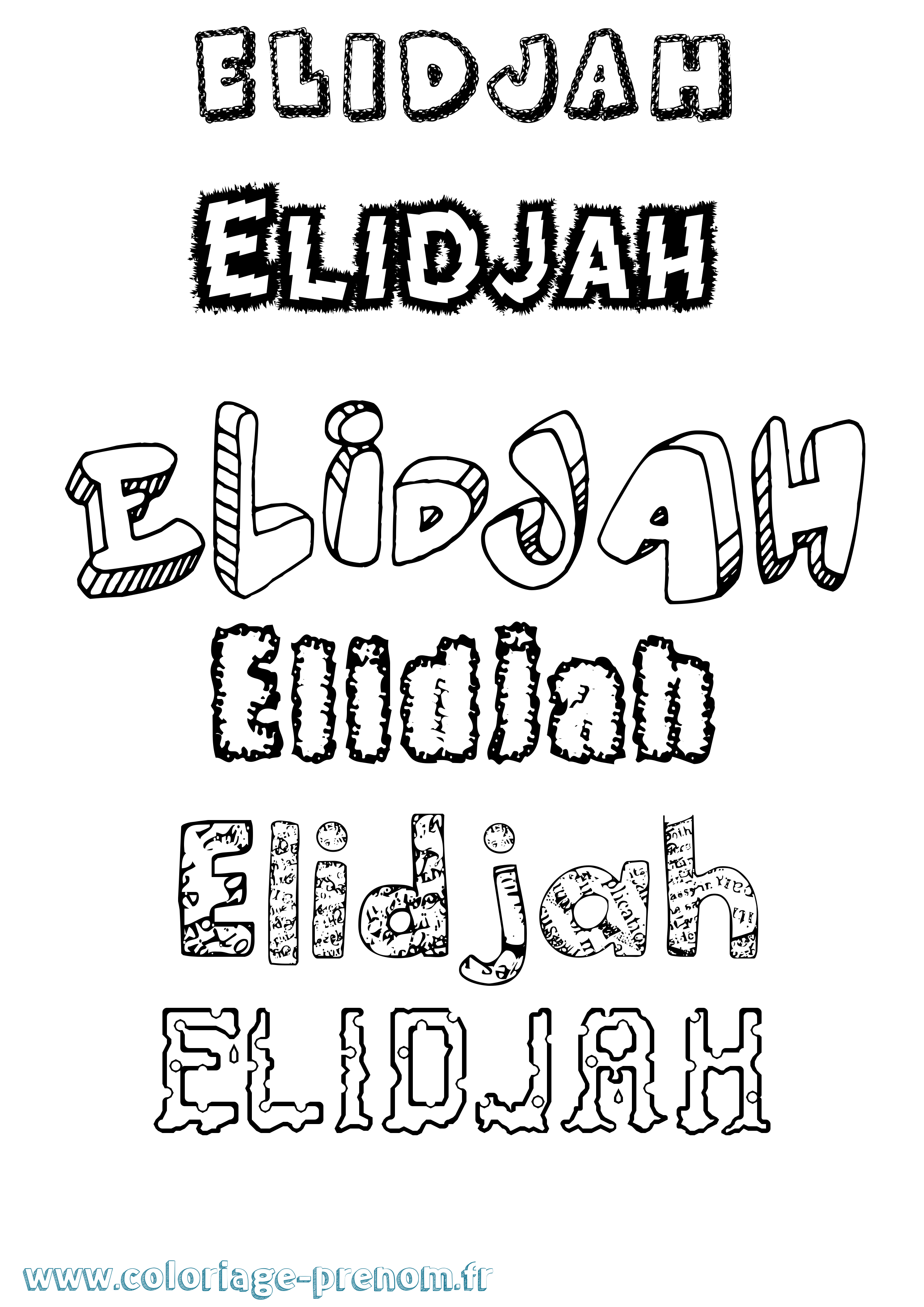 Coloriage prénom Elidjah Destructuré