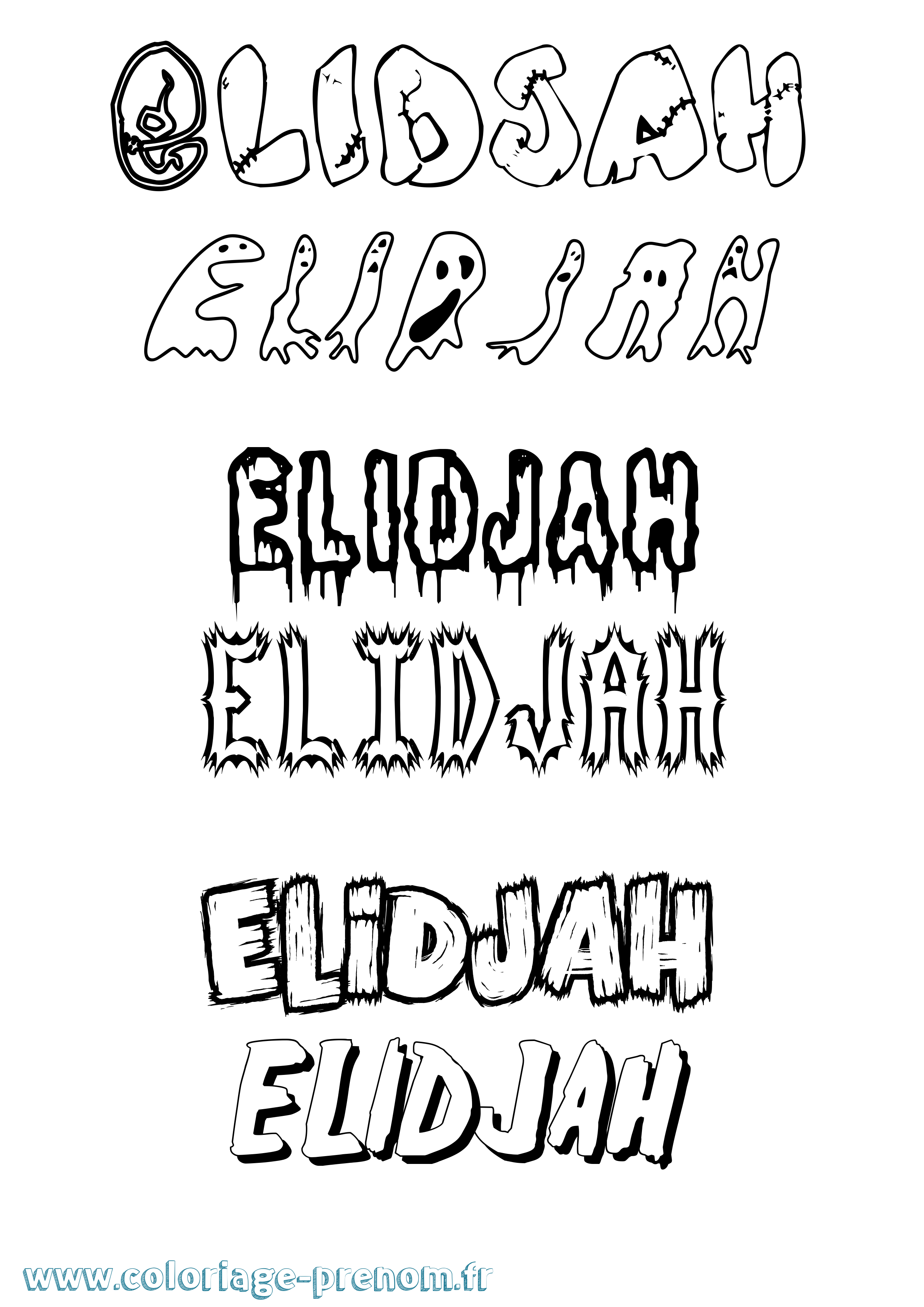 Coloriage prénom Elidjah Frisson