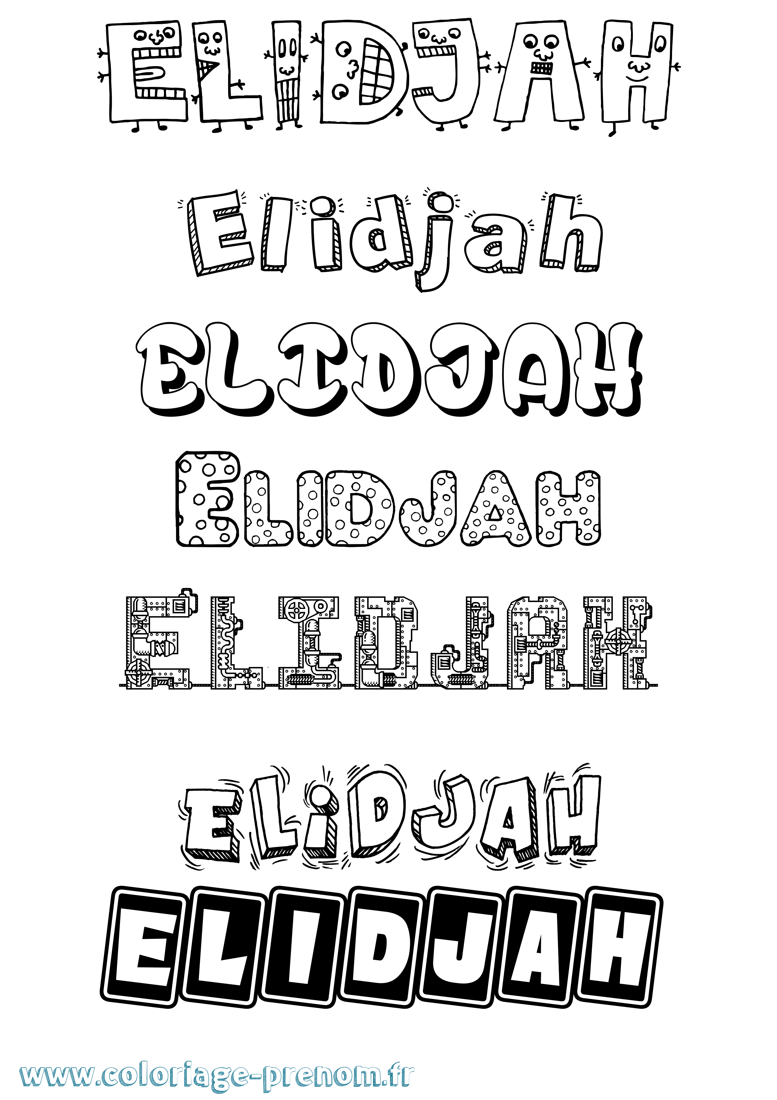 Coloriage prénom Elidjah Fun