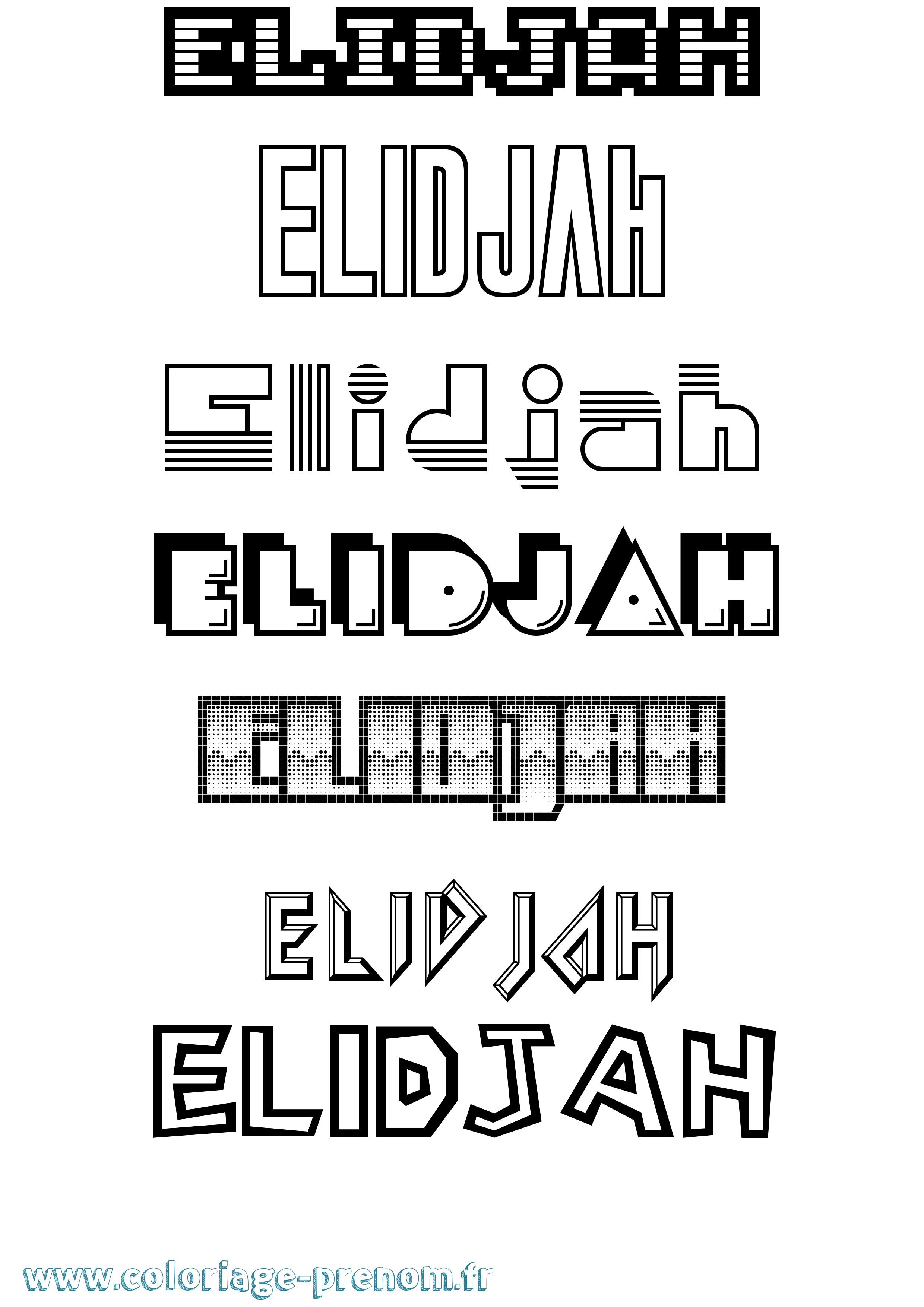 Coloriage prénom Elidjah Jeux Vidéos