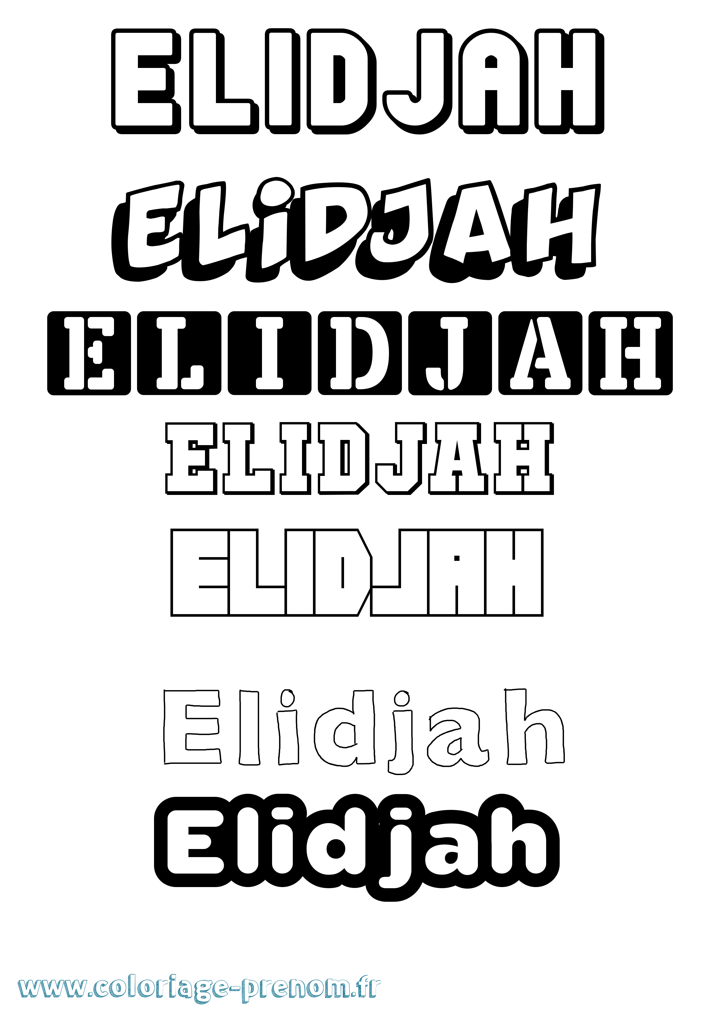 Coloriage prénom Elidjah Simple