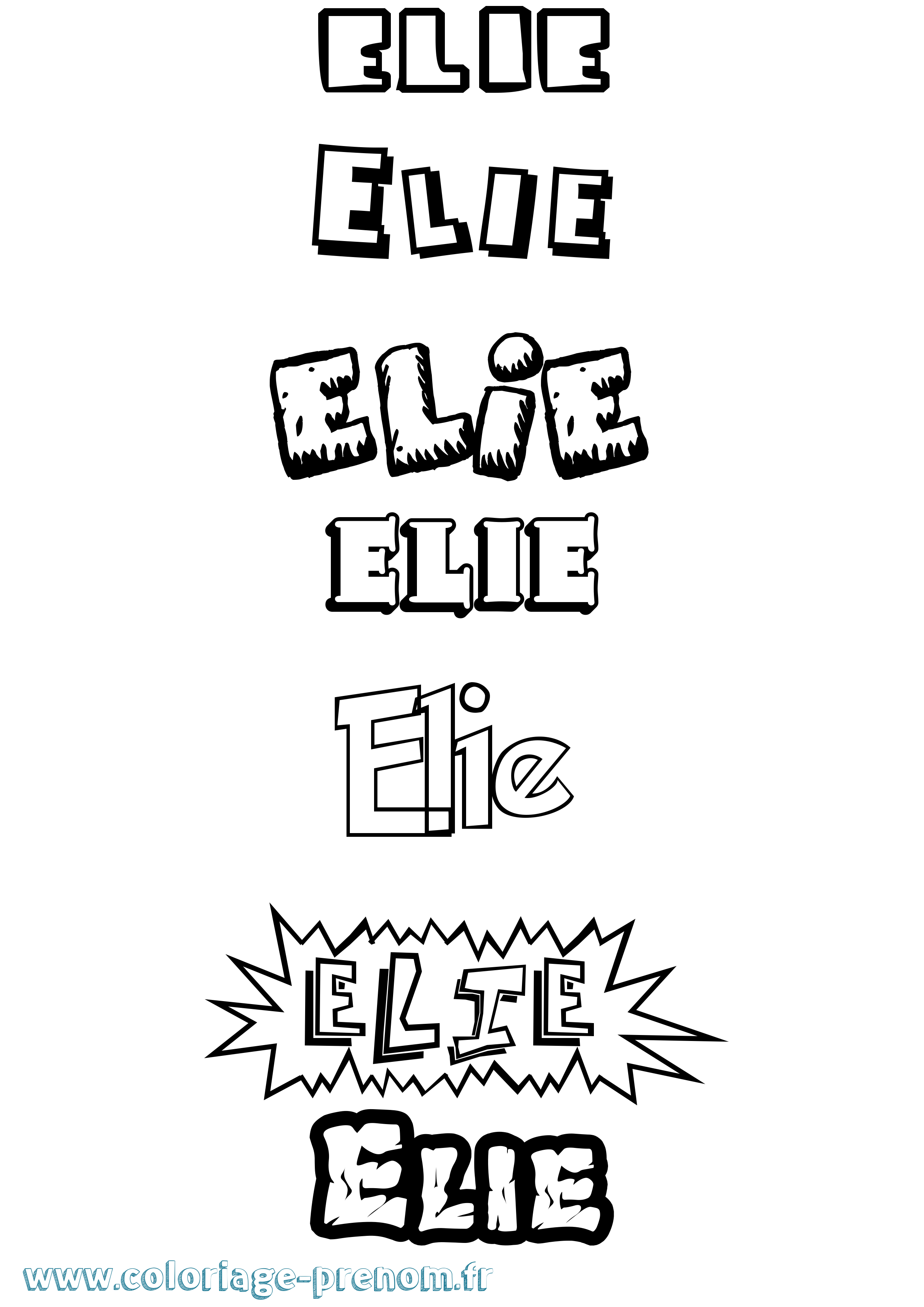 Coloriage prénom Elie