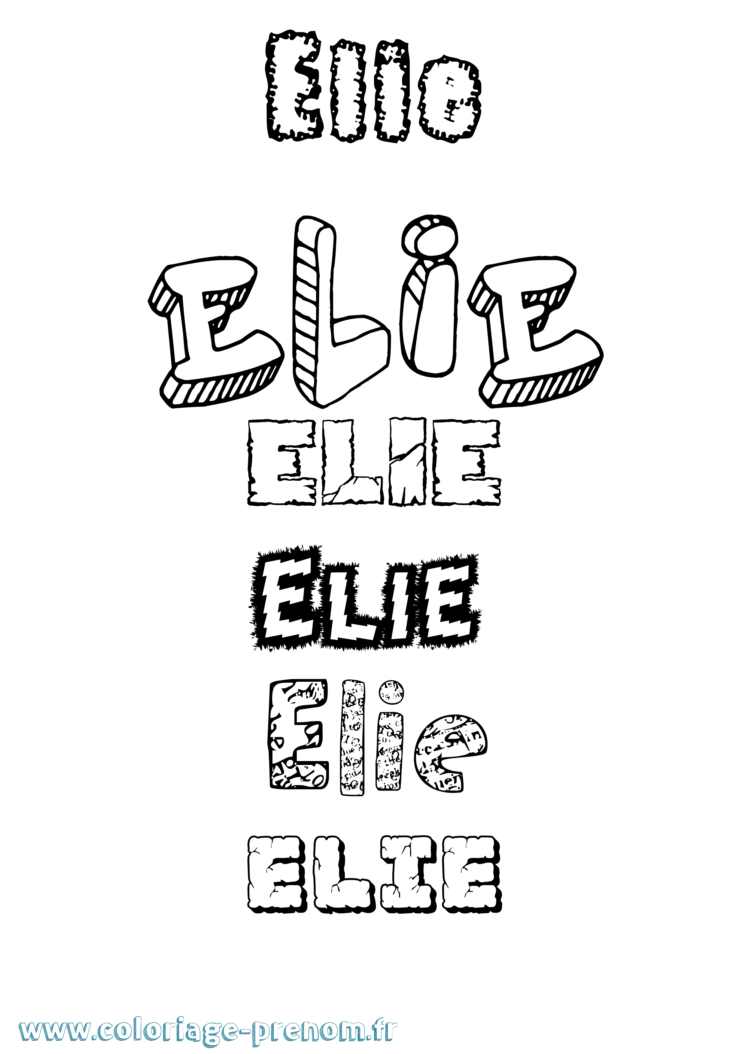 Coloriage prénom Elie Destructuré