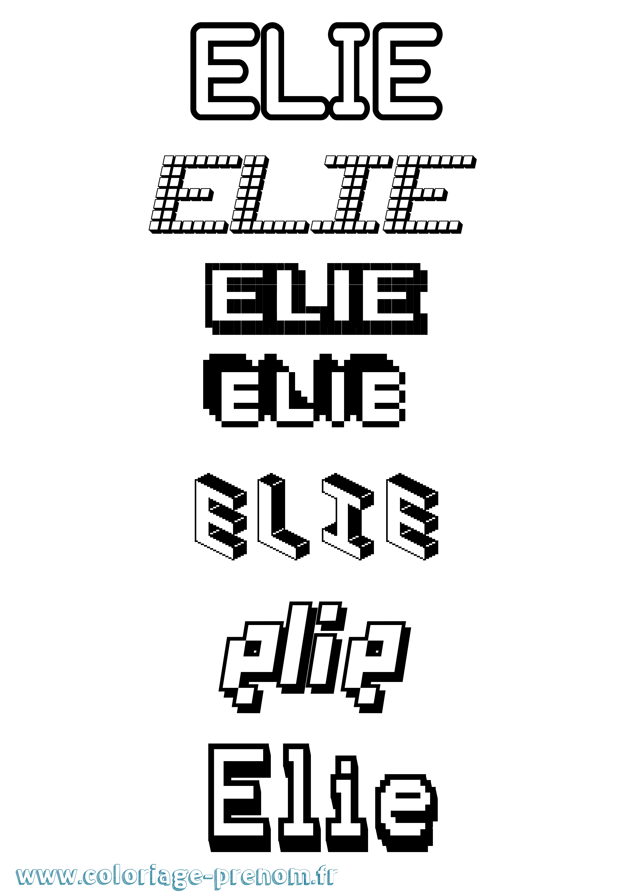 Coloriage prénom Elie Pixel