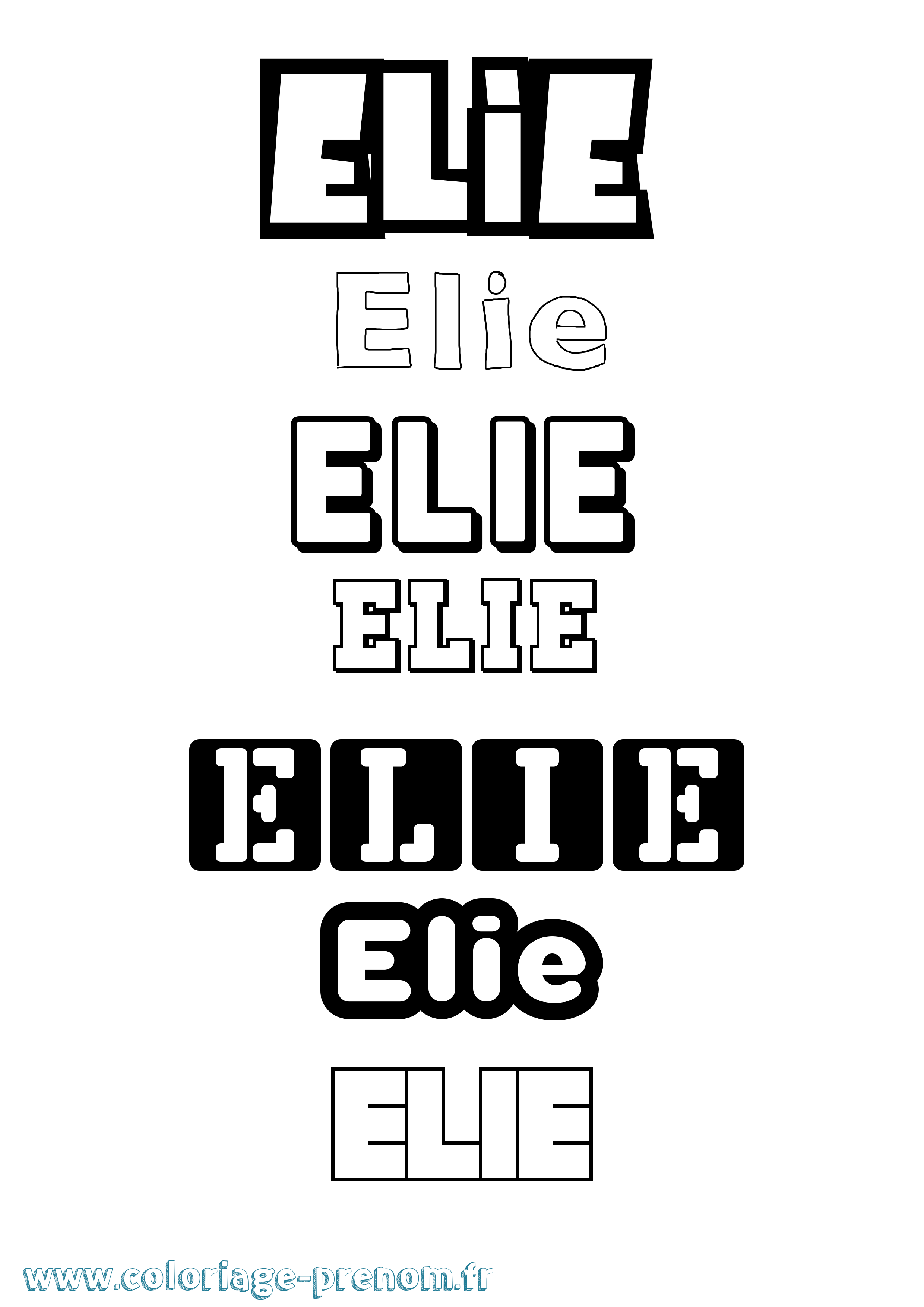 Coloriage prénom Elie Simple