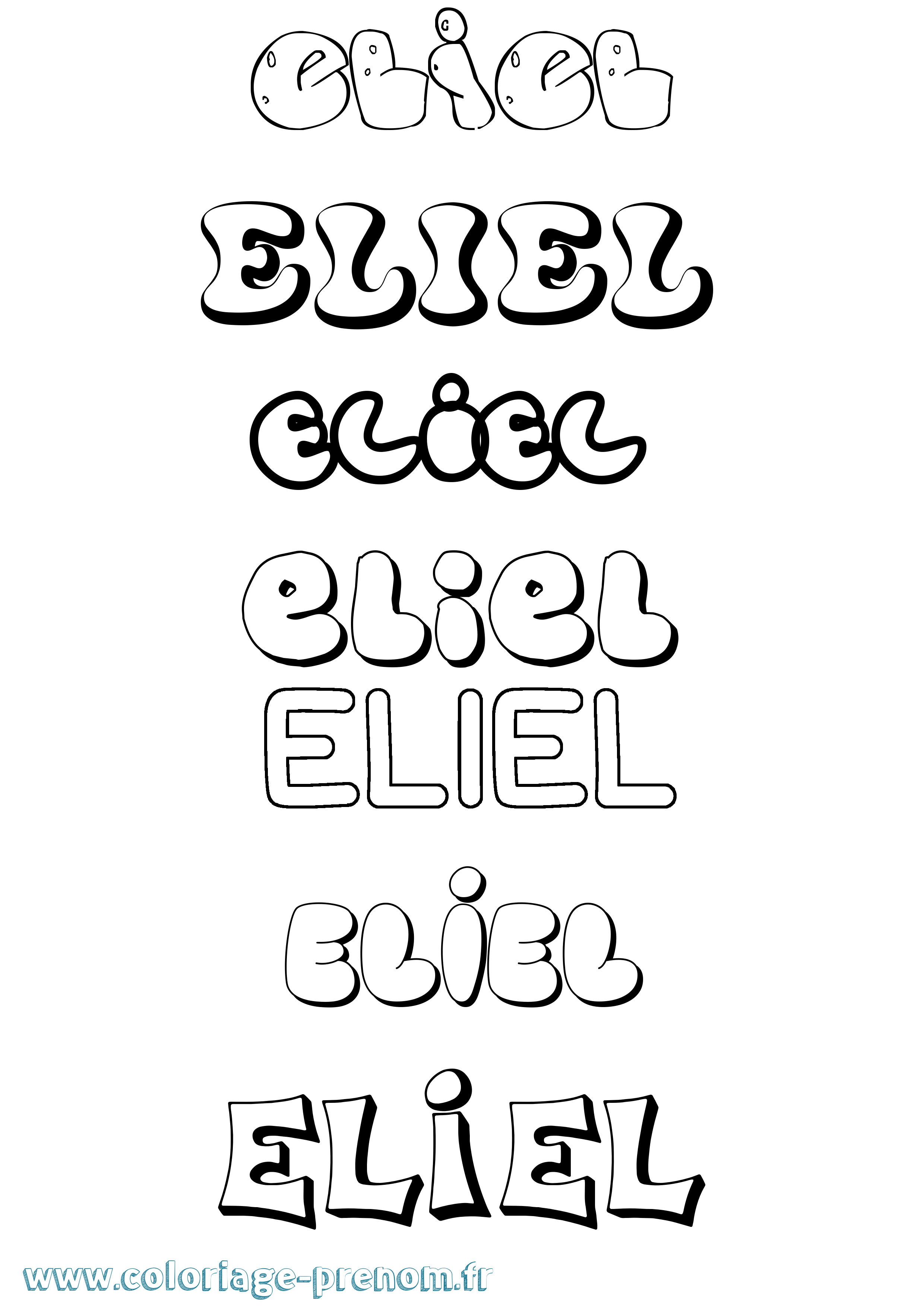 Coloriage prénom Eliel Bubble