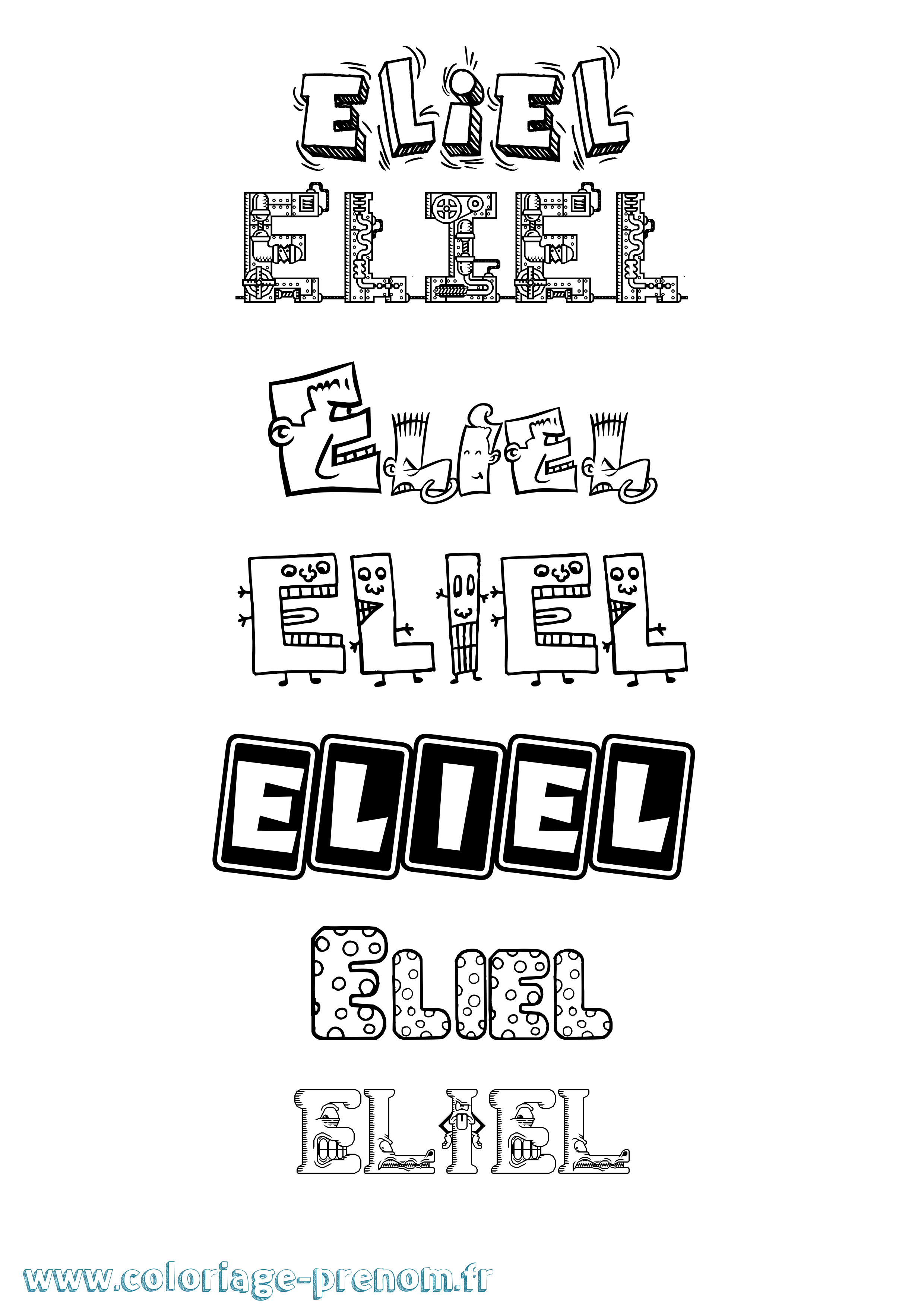 Coloriage prénom Eliel Fun