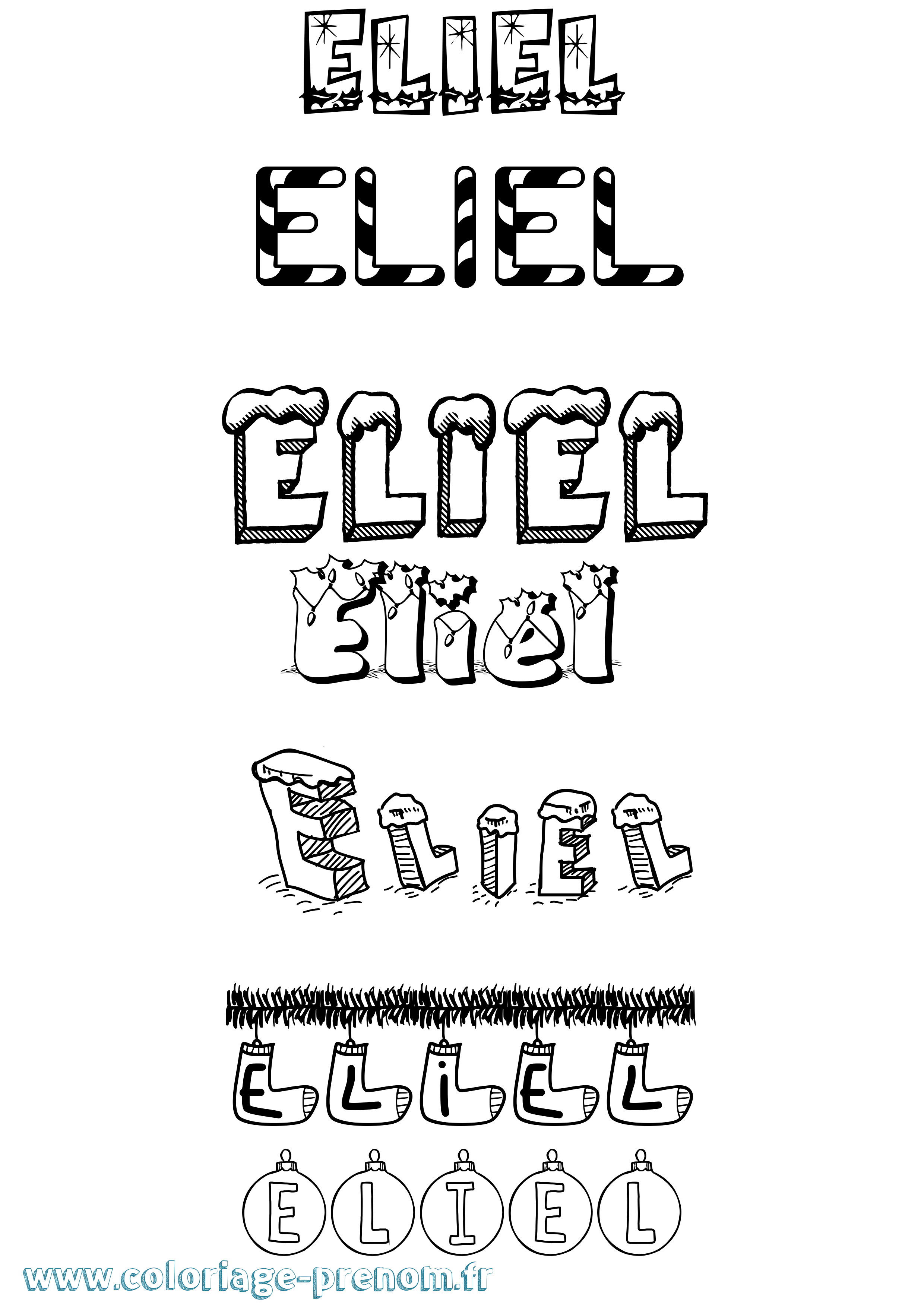 Coloriage prénom Eliel Noël