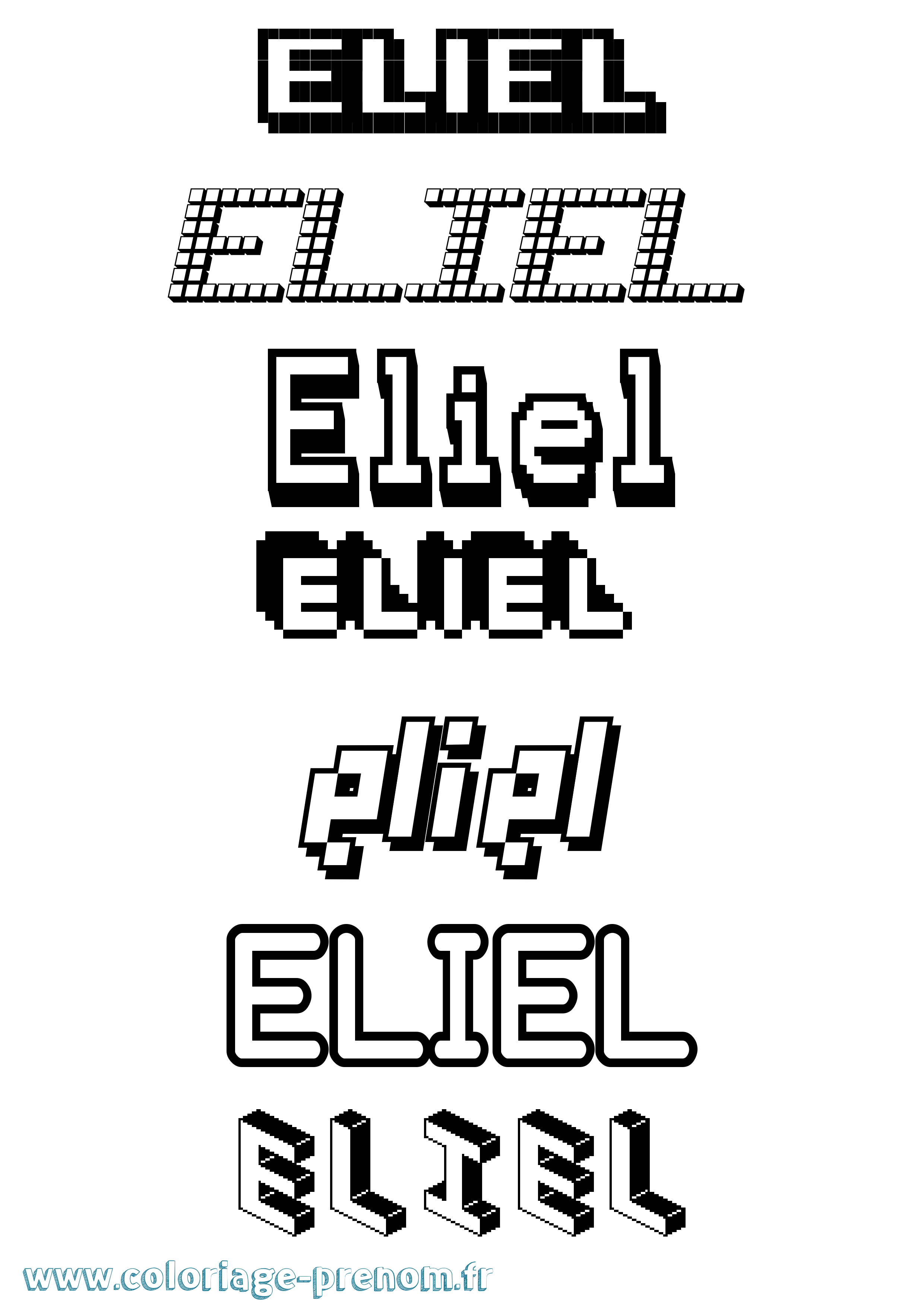 Coloriage prénom Eliel Pixel