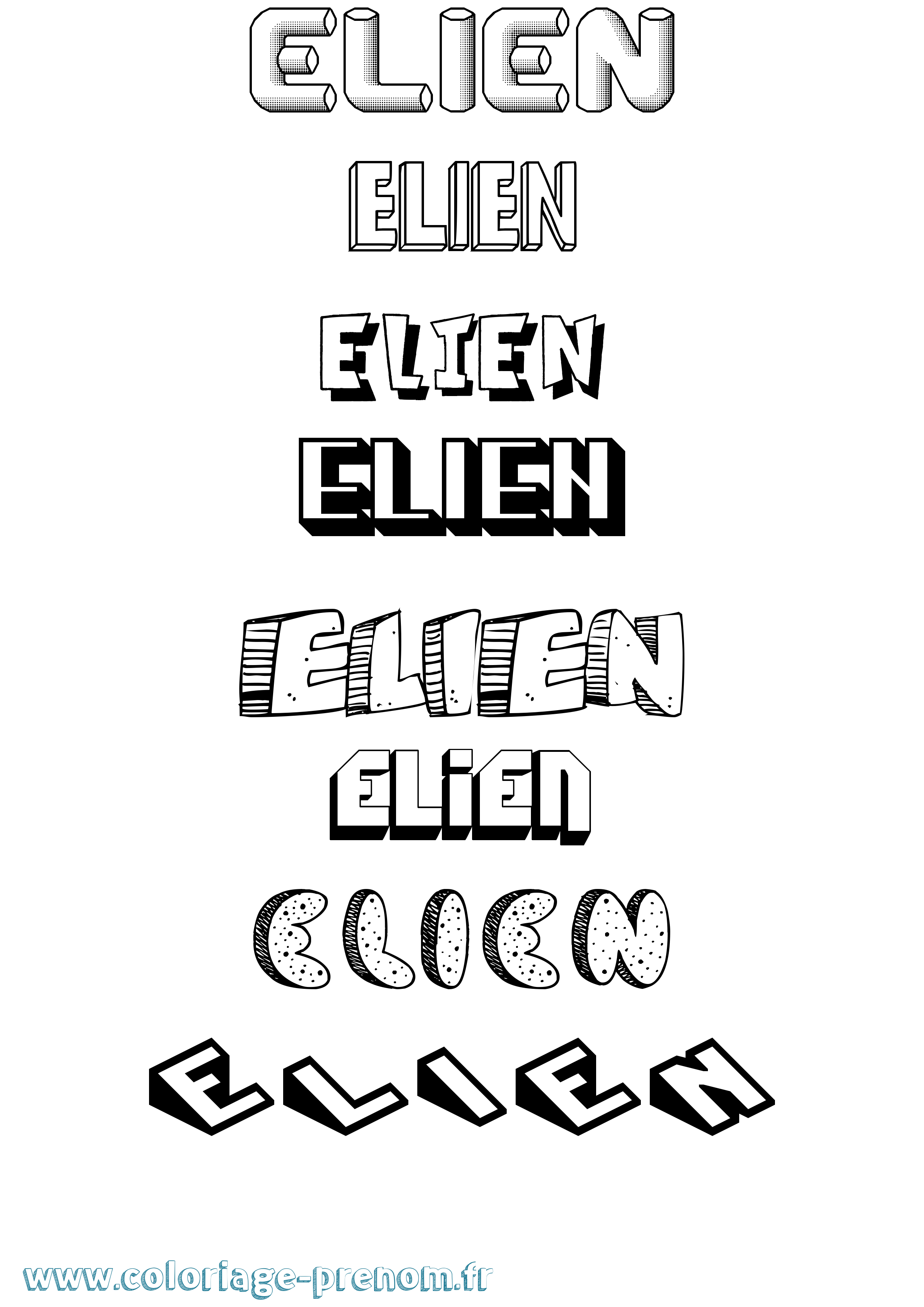 Coloriage prénom Elien Effet 3D
