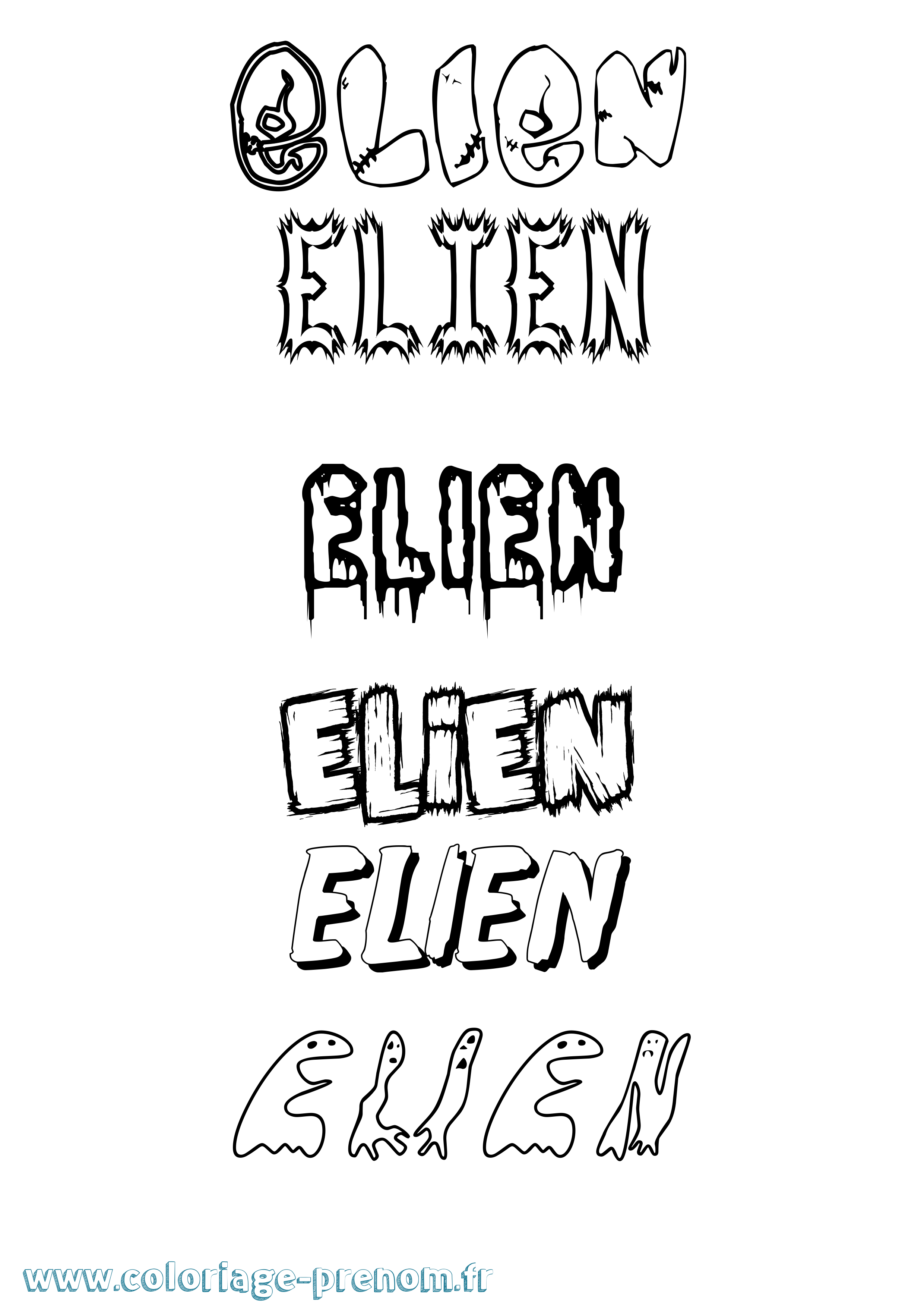 Coloriage prénom Elien Frisson